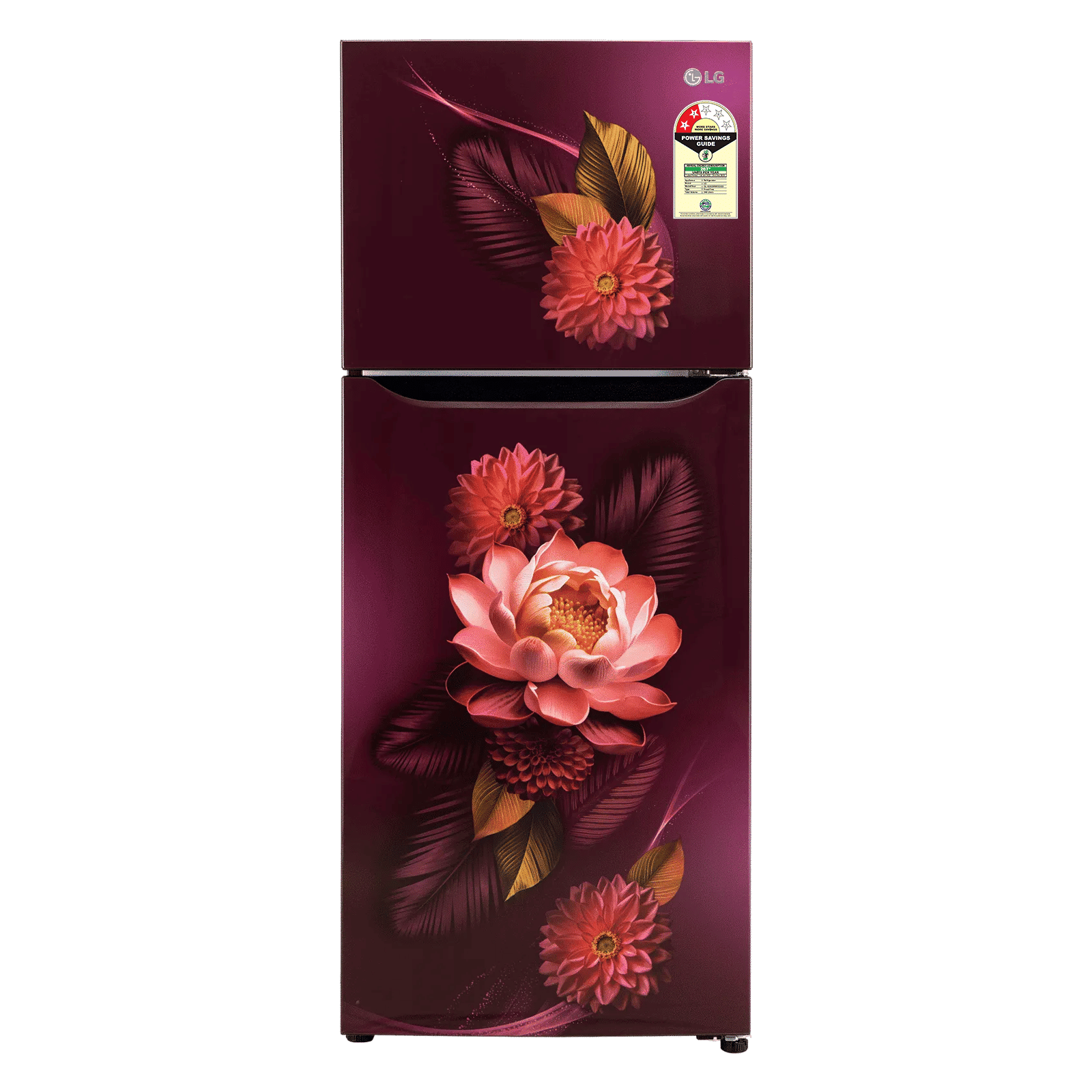 LG 240 Litres 2 Star Frost Free Double Door Convertible Refrigerator with MOIST N FRESH Technology (GL-S292SRWY, Red Waterlily)