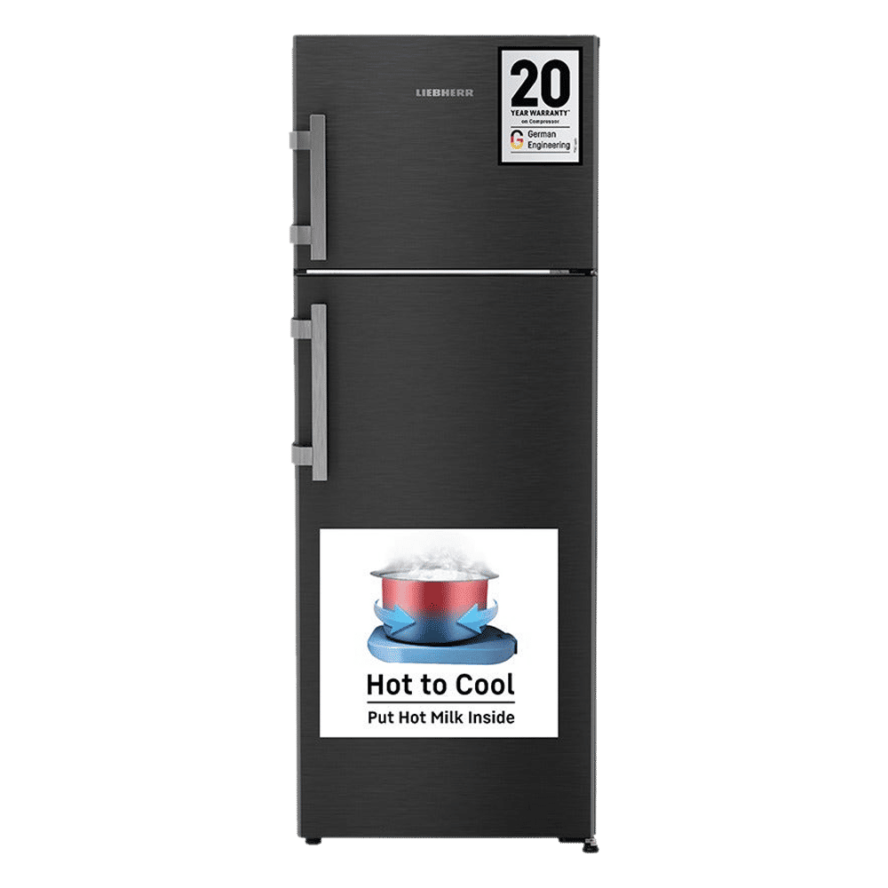 LIEBHERR Pure 269 Litres 2 Star Frost Free Double Door Refrigerator with Stabilizer Free Operation (TCLbsB 2711, Black Steel)