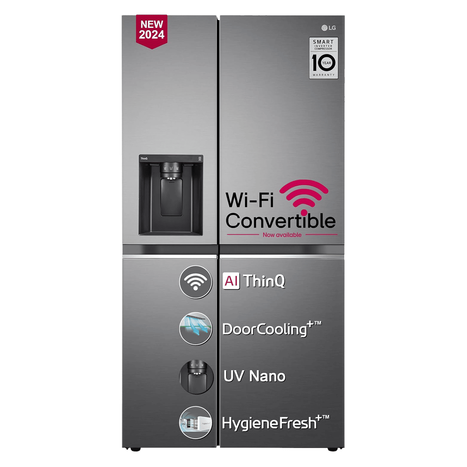 LG 630 Litres 3 Star Frost Free Side by Side Door Smart Wifi Enabled Refrigerator with Multi Air Flow (GL-L257CPZ3, Shiny Steel)