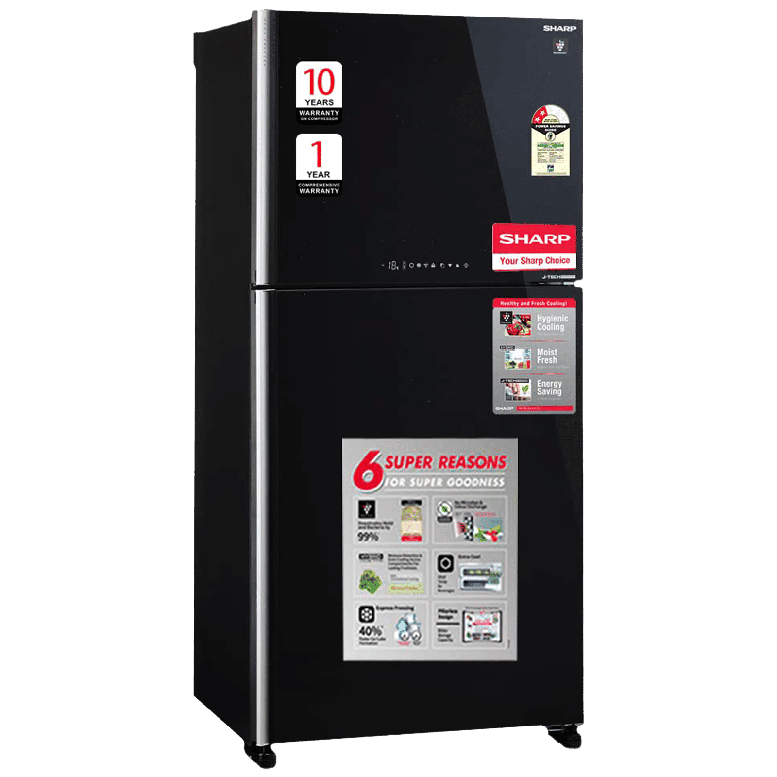SHARP 556 Litres 2 Star Frost Free Double Door Refrigerator with Plasmacluster Technology (SJ-GP60T-BK, Black)