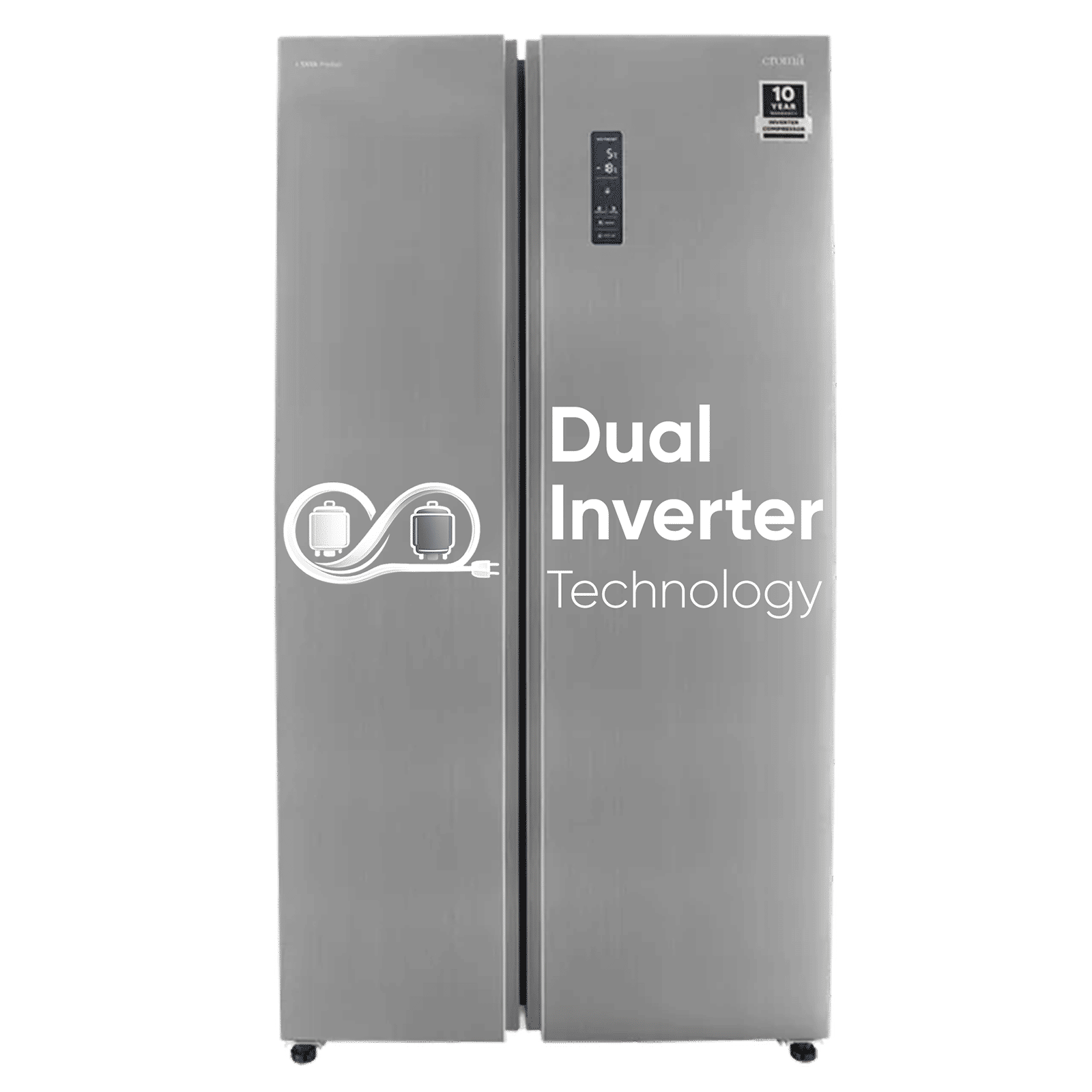 Croma CRLR532SSA342494 532 Litres Frost Free Side by Side Refrigerator with Door Open Alarm (Inox Black)