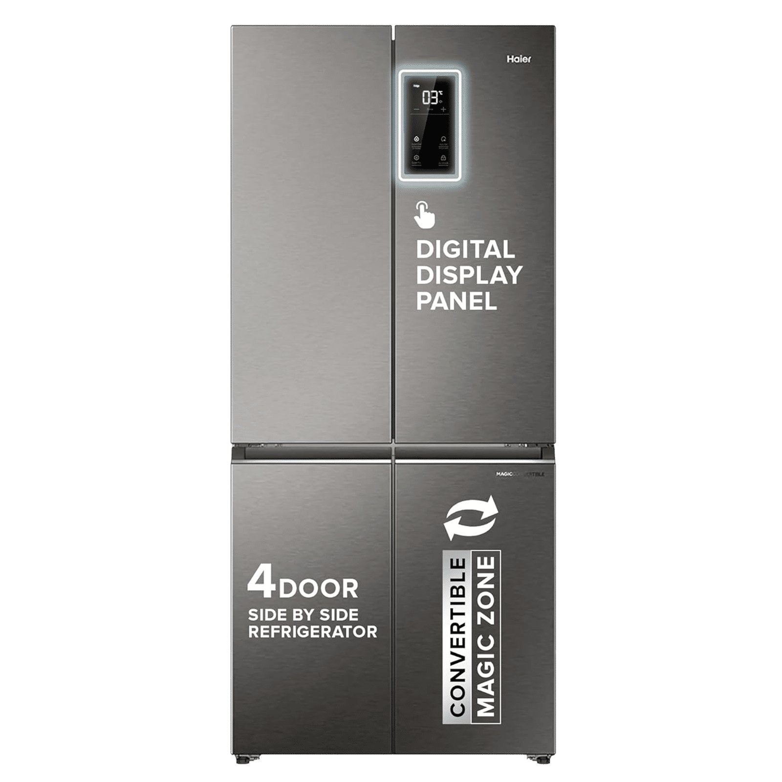 Haier 520 Litres 3 Star Frost Free French Door Convertible Refrigerator with Deo Fresh Technology (HRB-600IS, Inox Steel)