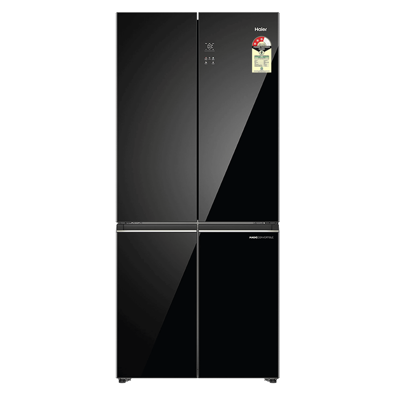 Haier 520 Litres 3 Star Frost Free French Door Convertible Refrigerator with Colorful Digital Display Panel (HRB-600KGU1, Black Glass)