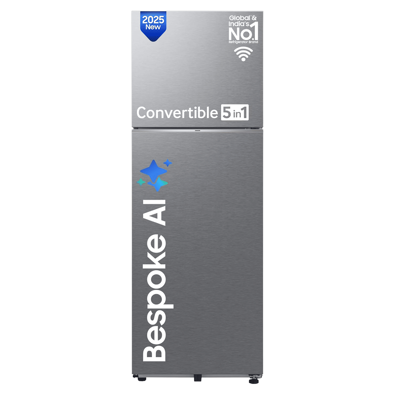 SAMSUNG 330 Litres 2 Star Frost Free Double Door Smart Wifi Enabled Convertible Refrigerator with Bespoke AI (RT34DG5A2BSLHL, EZ Clean Steel)