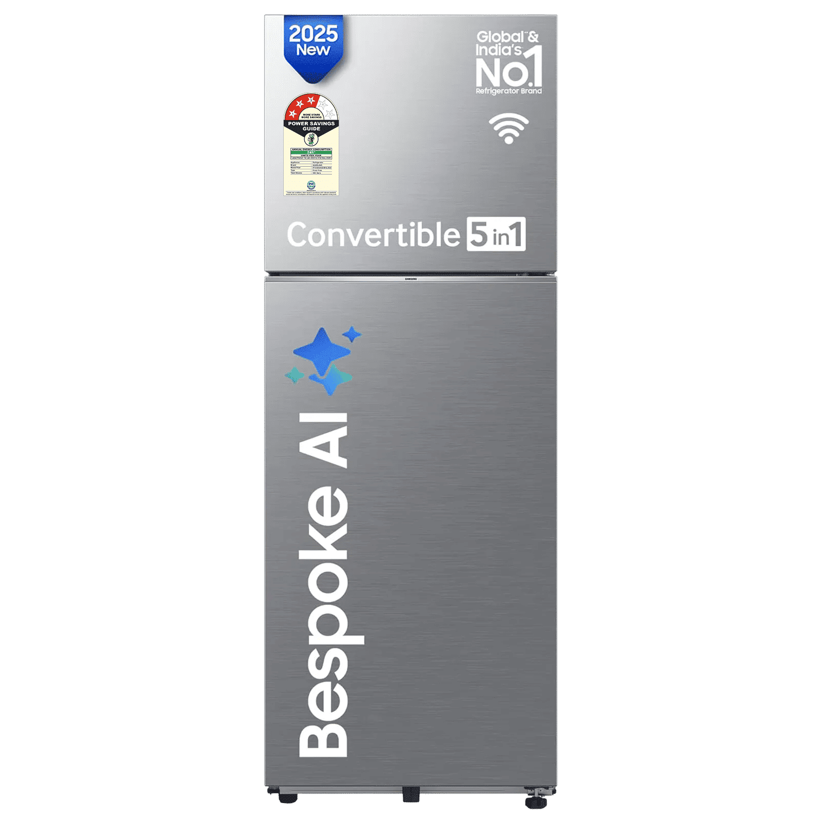 Buy SAMSUNG 330 Litres 3 Star Frost Free Double Door Smart Wifi Enabled Convertible Refrigerator with Bespoke AI (RT34DG5A4DS8HL, Elegant Inox) Online
