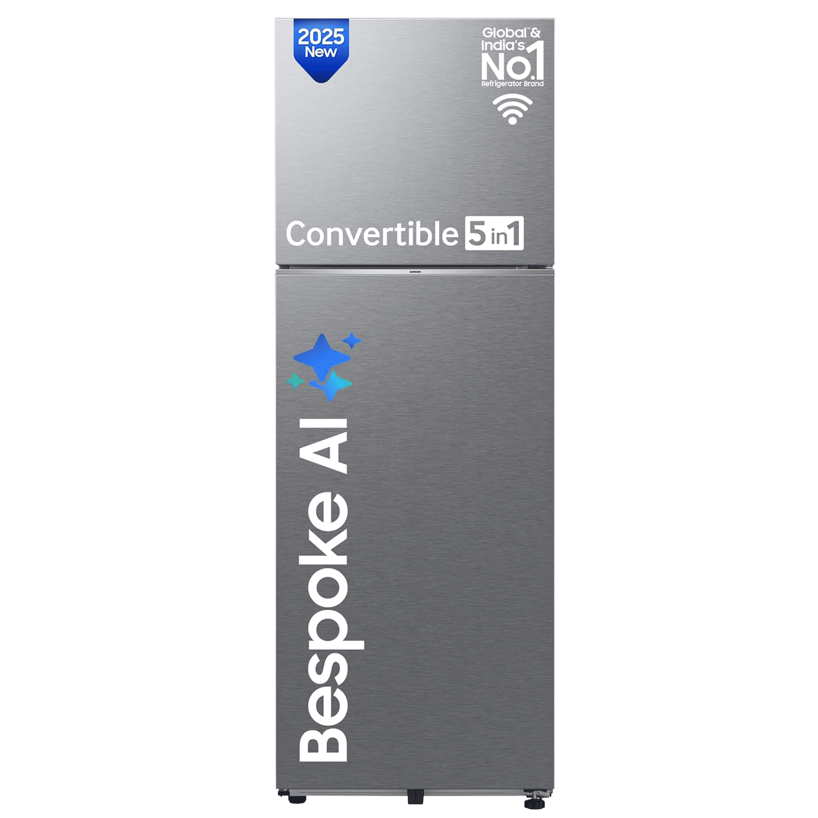 SAMSUNG 396 Litres 2 Star Frost Free Double Door Smart Wifi Enabled Convertible Refrigerator with Bespoke AI (RT41DG6A2BSLHL, Real Stainless)