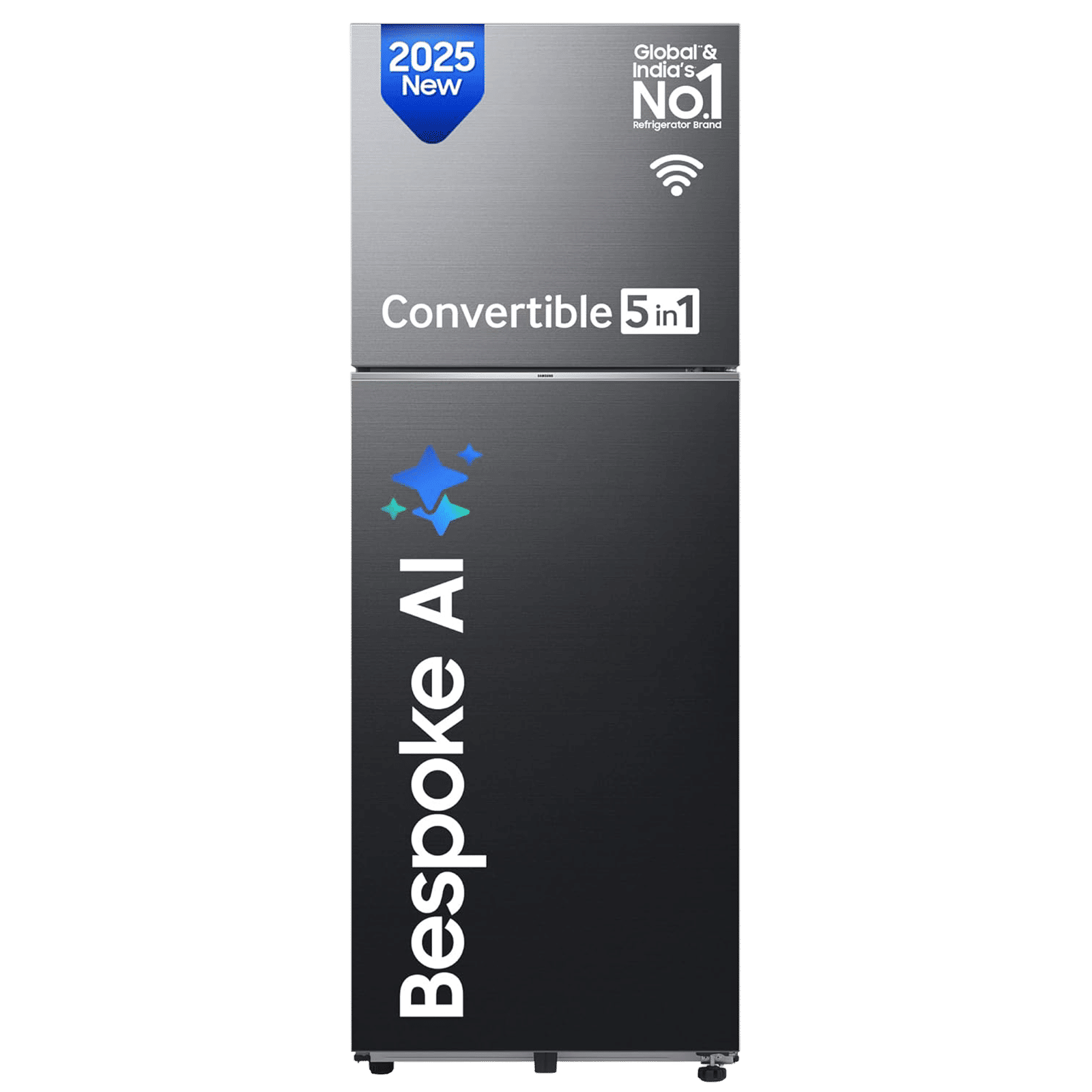 SAMSUNG 419 Litres 3 Star Frost Free Double Door Smart Wifi Enabled Convertible Refrigerator with Bespoke AI (RT45DG6A4DB1HL, Black Matt)