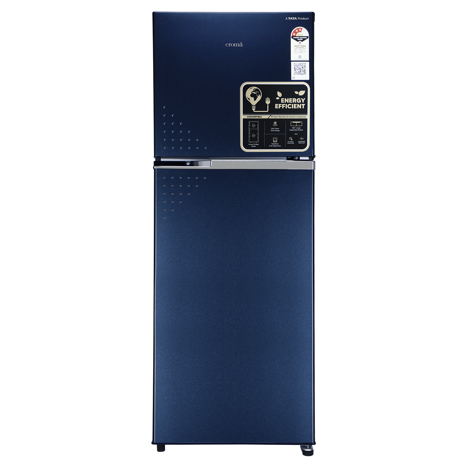 Croma 290 Litres 3 Star Frost Free Double Door Refrigerator with Inverter Technology (CRLR290FID276256, Ocean Blue)