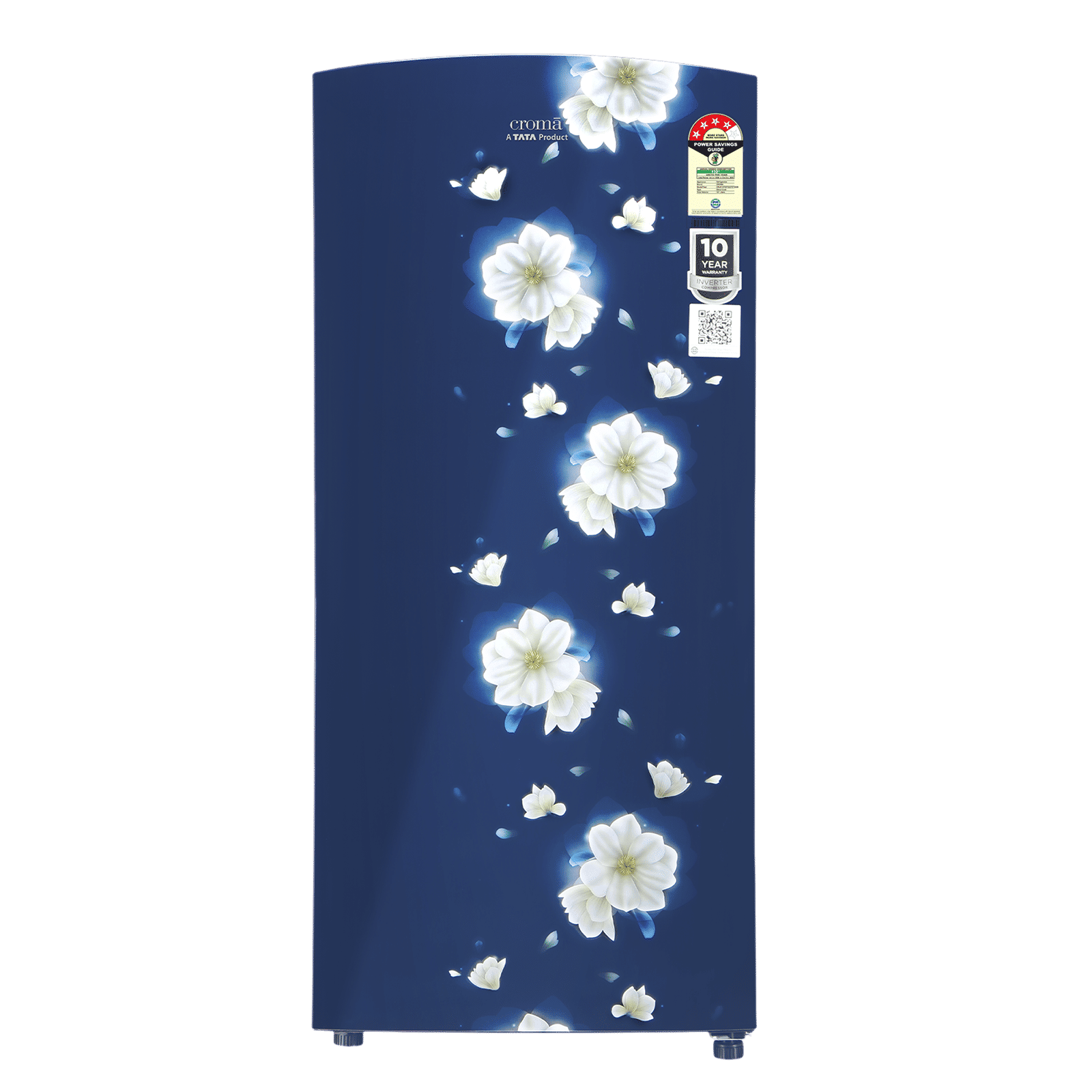 Croma 187 Litres 4 Star Direct Cool Single Door Refrigerator with Inverter Technology (CRLR187DIF302707, Floral Blue)