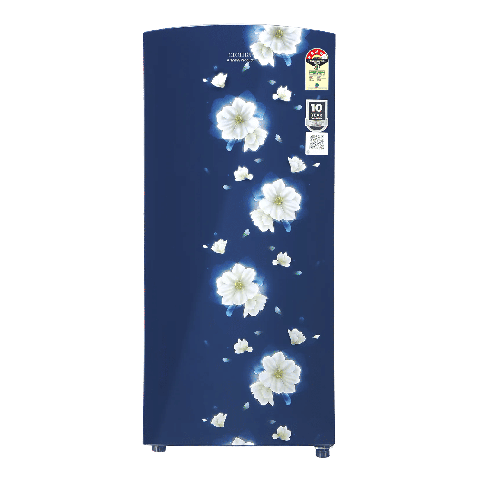 Croma 187 Litres 4 Star Direct Cool Single Door Refrigerator with Inverter Technology (CRLR187DIF302707, Floral Blue)