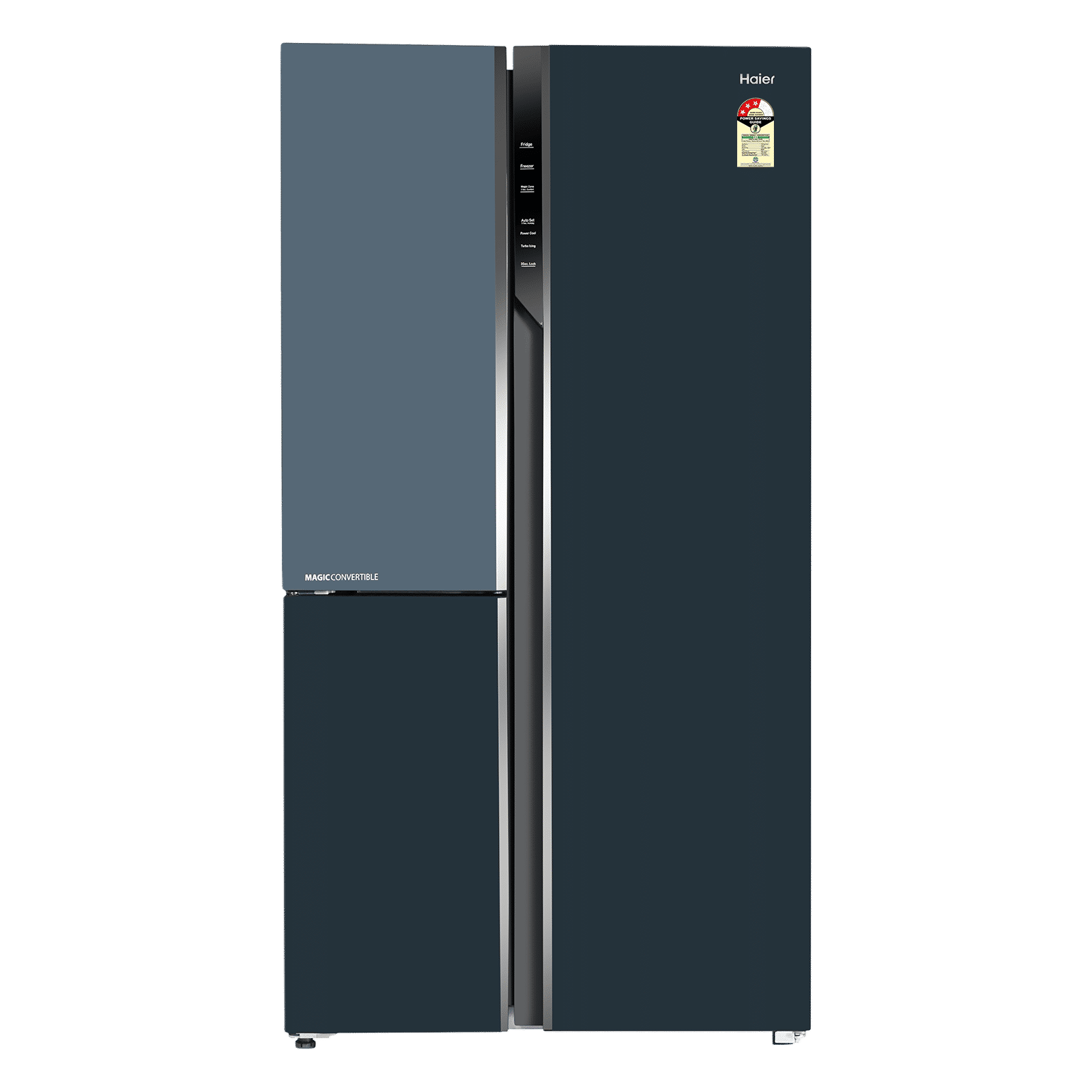 Haier Vogue Series 598 Litres 3 Star Frost Free Side by Side Door Smart Wifi Enabled Convertible Refrigerator with Deo Fresh Technology (HRT-683GOGU1, Grey Onyx Glass)