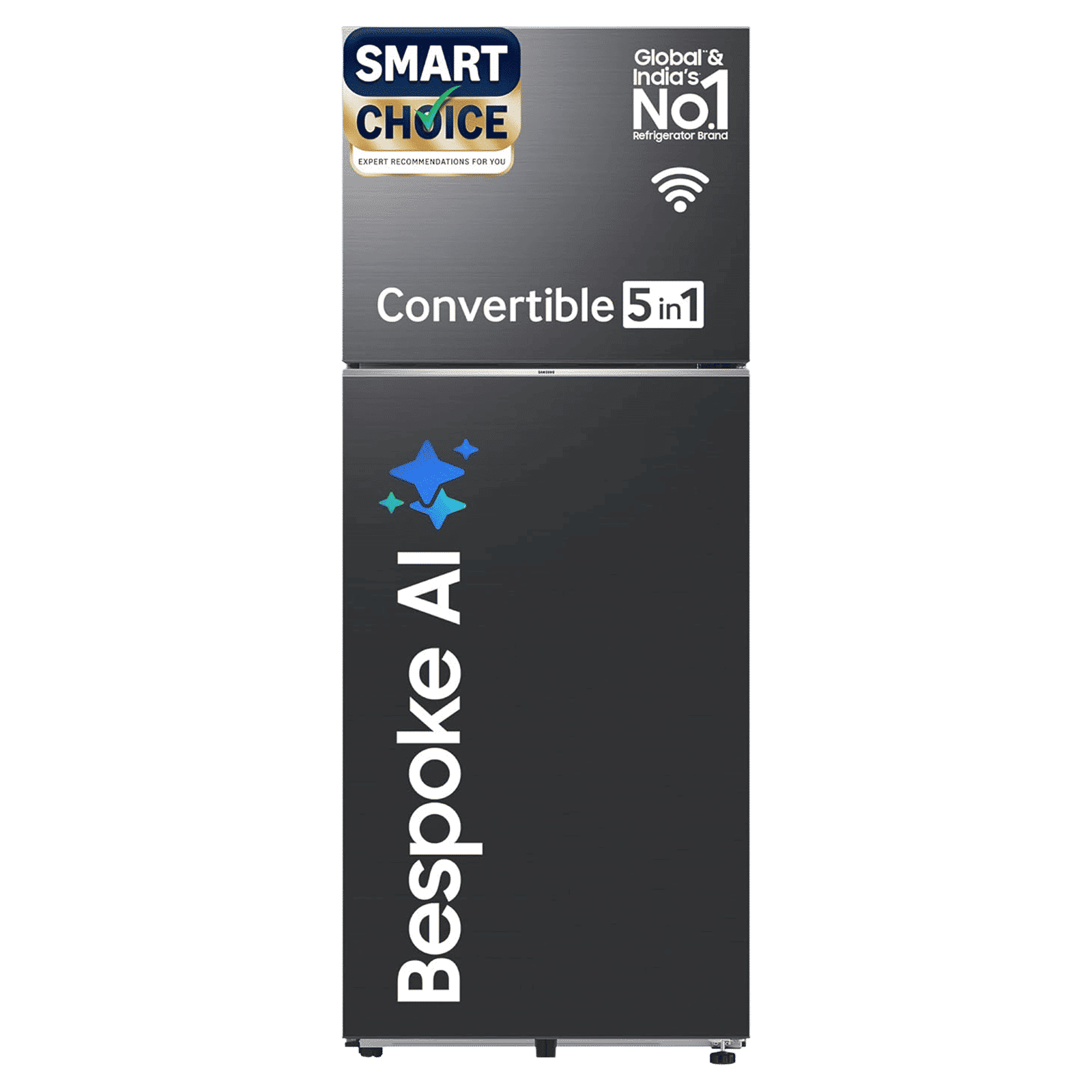 SAMSUNG 467 Litres 3 Star Frost Free Double Door Smart Wifi Enabled Refrigerator with Bespoke AI (RT80F51C3KHL, Luxe Black)