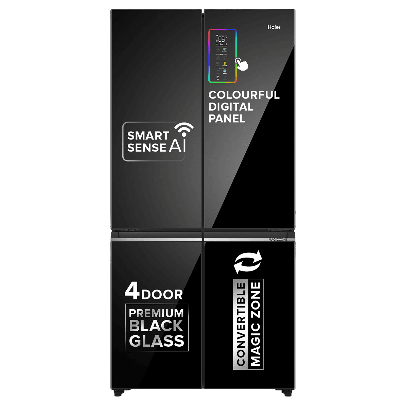 Haier 630 Litres Frost Free French Door Smart Wifi Enabled Refrigerator with Motion Sensor (HRB-700KGU1, Black Glass)