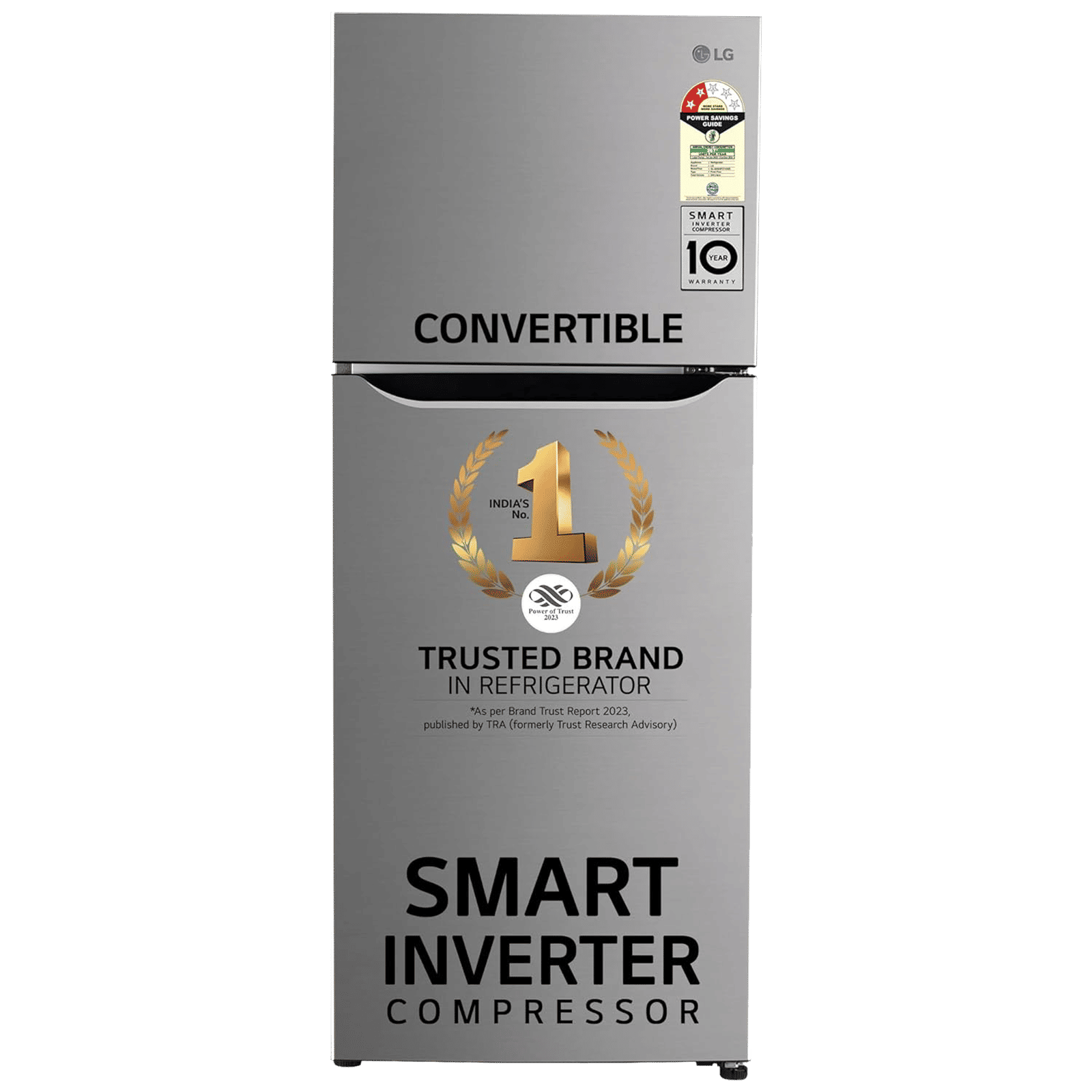 LG 240 Litres 2 Star Frost Free Double Door Convertible Refrigerator with MOIST ‘N’ FRESH Technology (GL-S292SPZY, Shiny Steel)