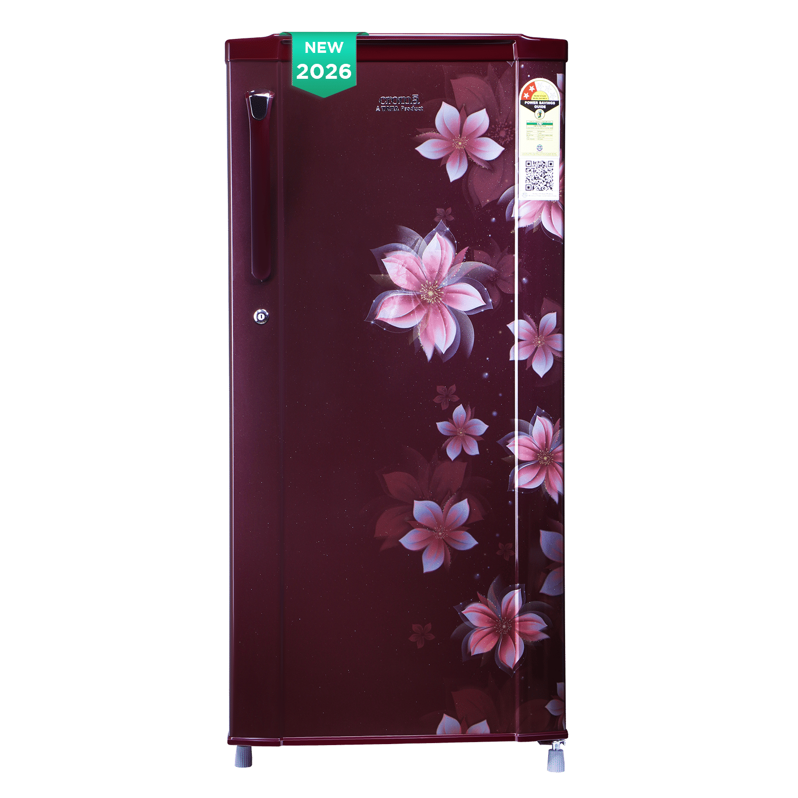 Croma 185 Litres 2 Star Direct Cool Single Door Refrigerator with Anti Fungal Gasket (Wine Floral)