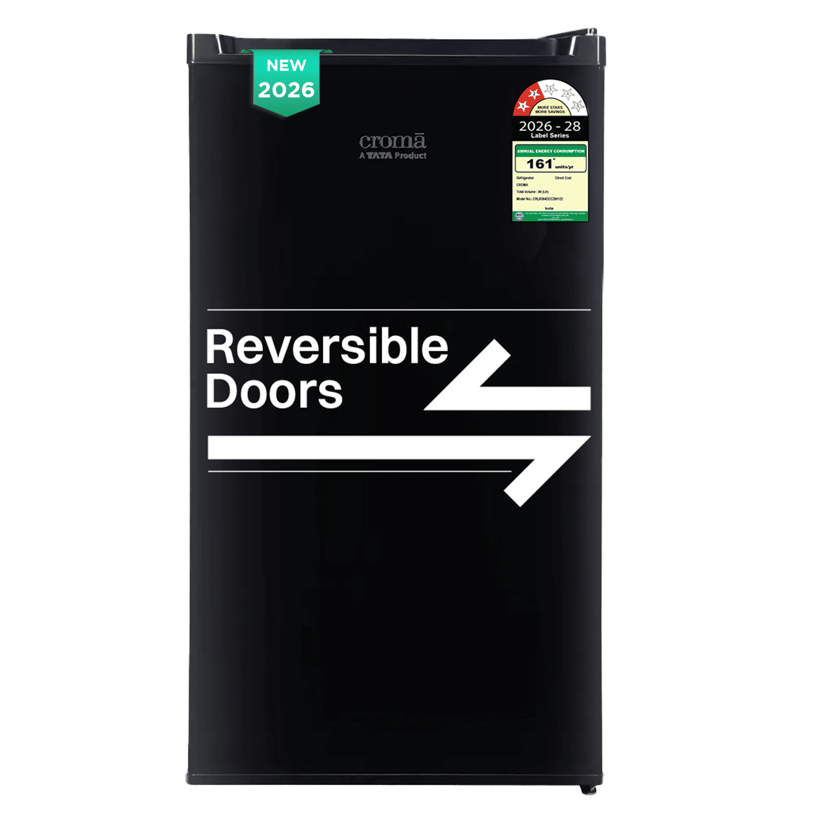 Croma 84 Litres 2 Star Direct Cool Single Door Refrigerator with Anti Fungal Gasket (Black)