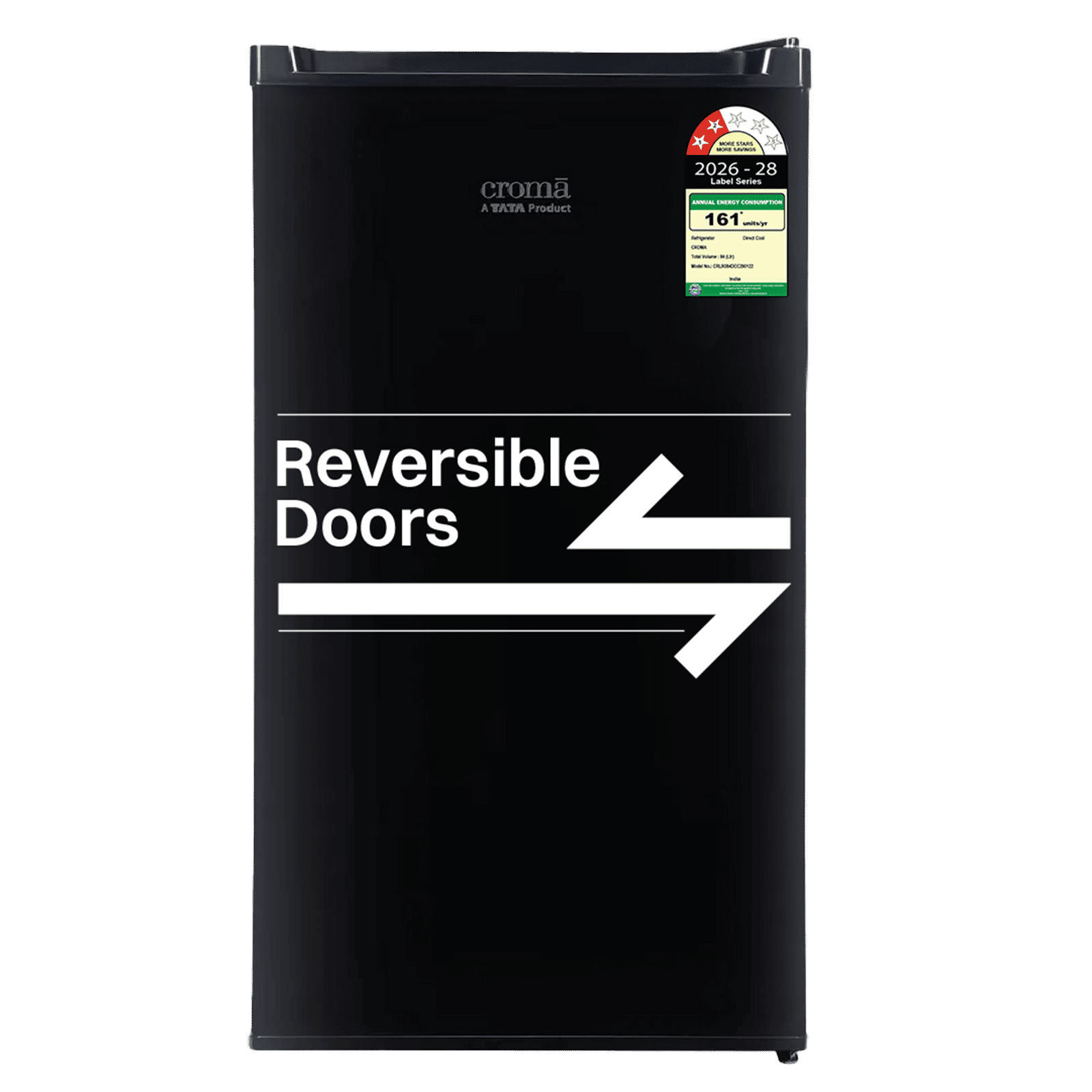 Croma 84 Litres 2 Star Direct Cool Single Door Refrigerator with Anti Fungal Gasket (Black)