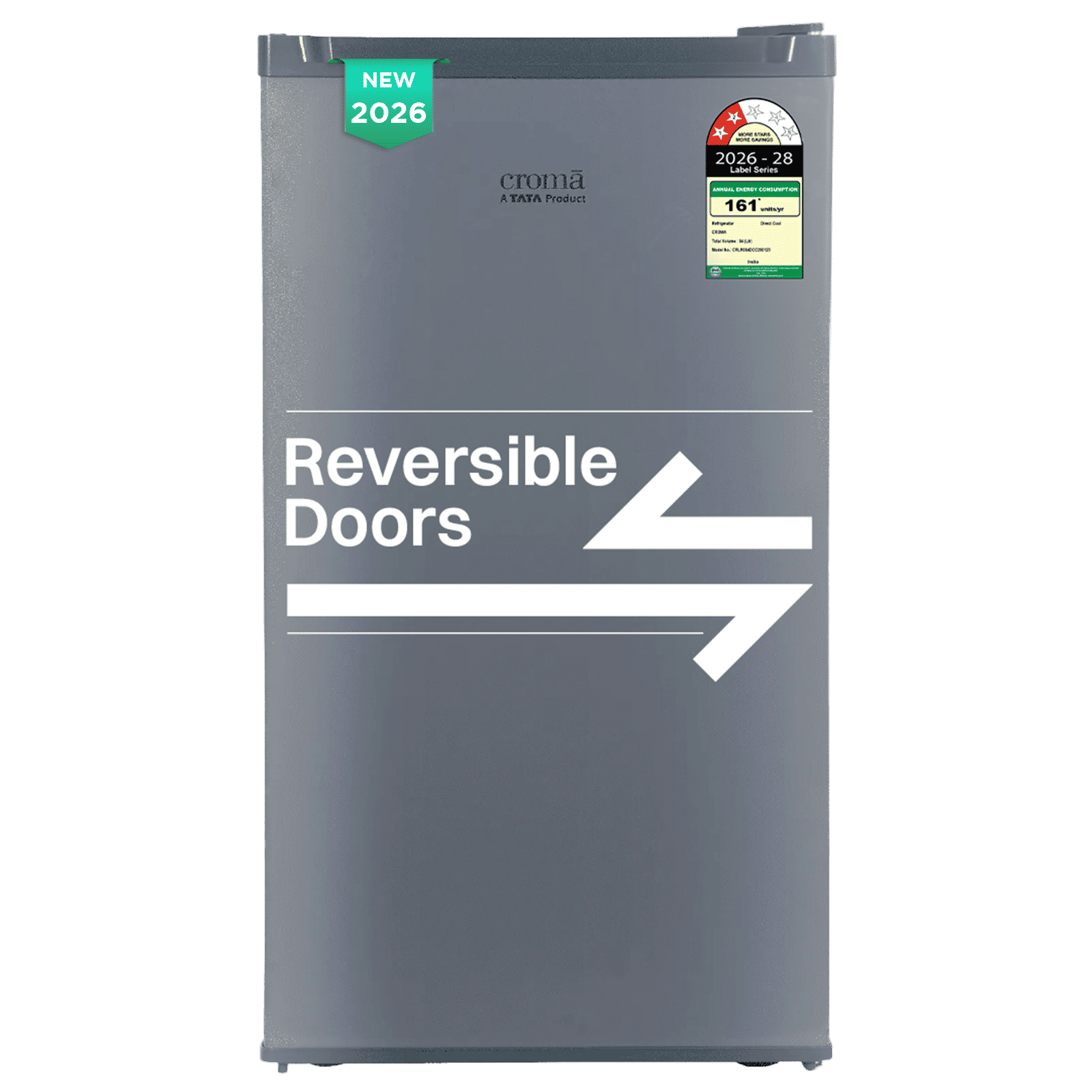 Croma 84 Litres 2 Star Direct Cool Single Door Refrigerator with Anti Fungal Gasket (Gray)