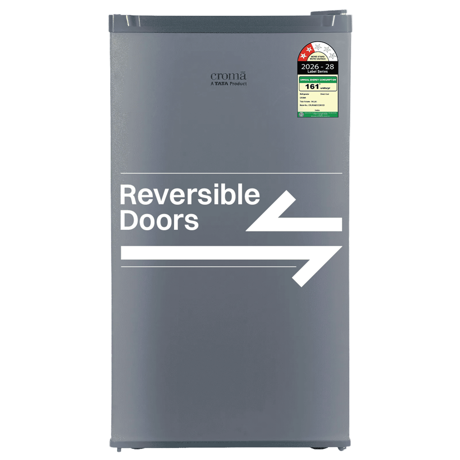 Croma 84 Litres 2 Star Direct Cool Single Door Refrigerator with Anti Fungal Gasket (Gray)