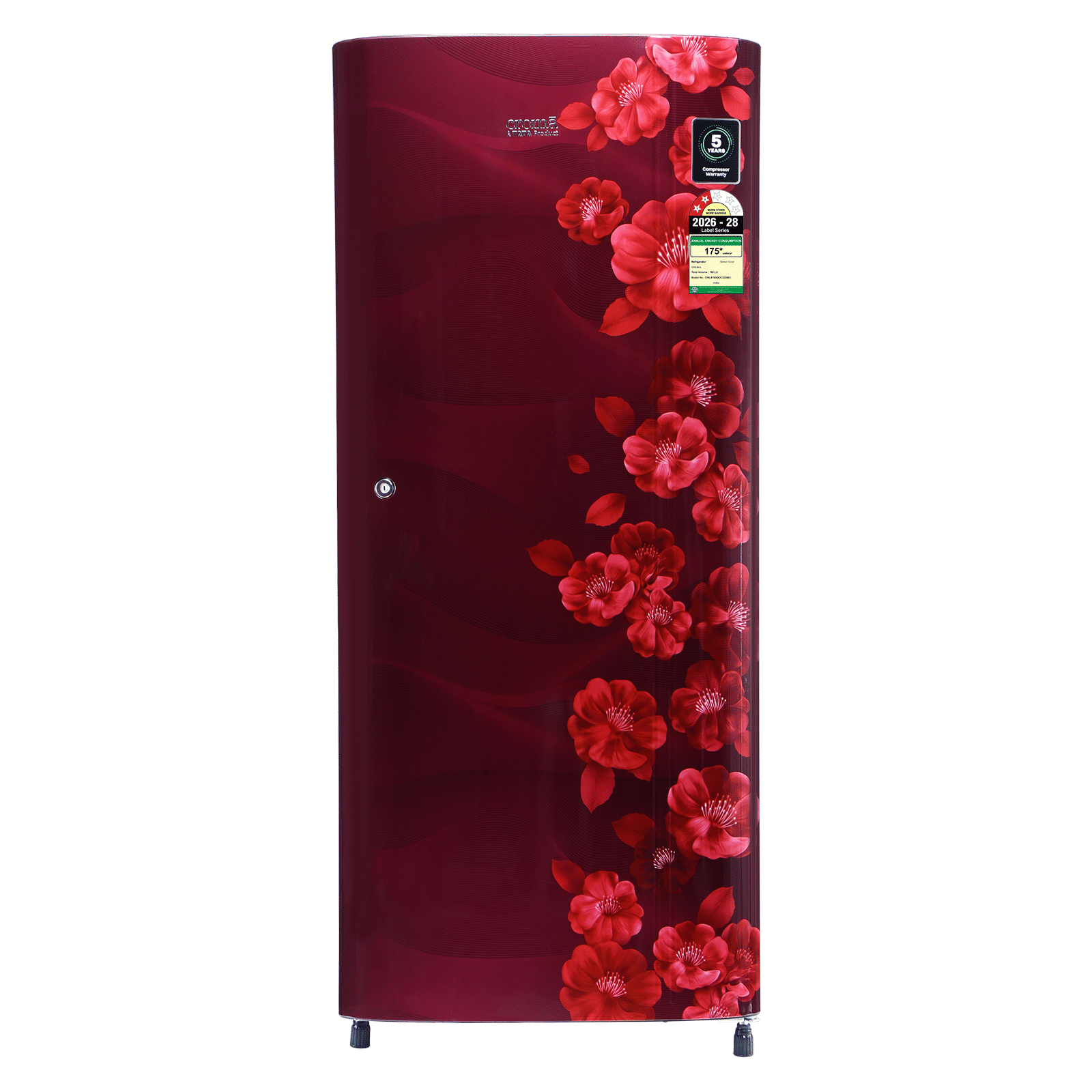 Croma 190 Litres 2 Star Direct Cool Single Door Refrigerator with Adjustable Toughened Glass Shelves (Sunlit Wine)