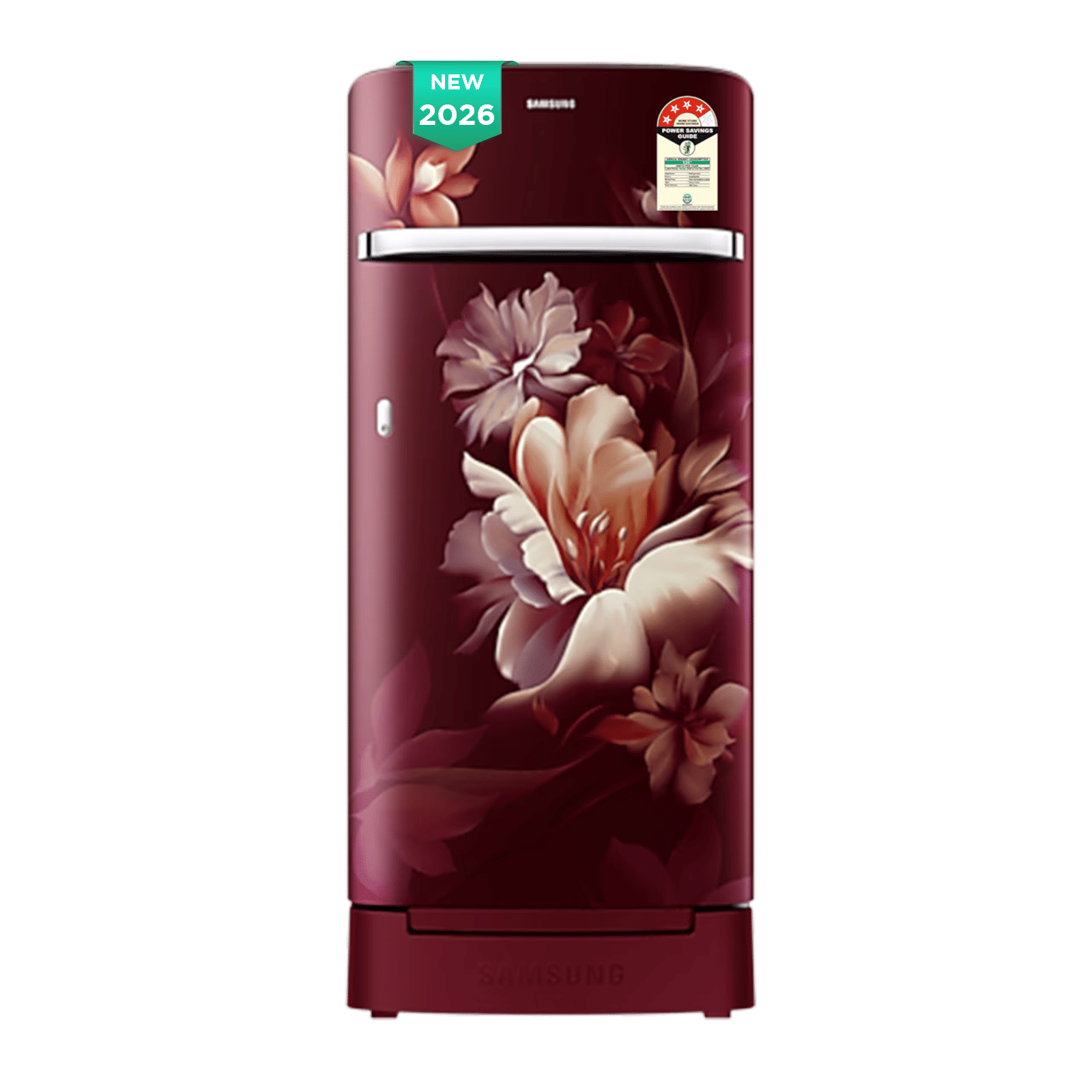 Samsung RR21 189 Litres 4 Star Direct Cool Single Door Refrigerator with Anti Bacterial Gasket (RR21H2H24RZ/HL, Midnight Blossom Red) (2026 Model)