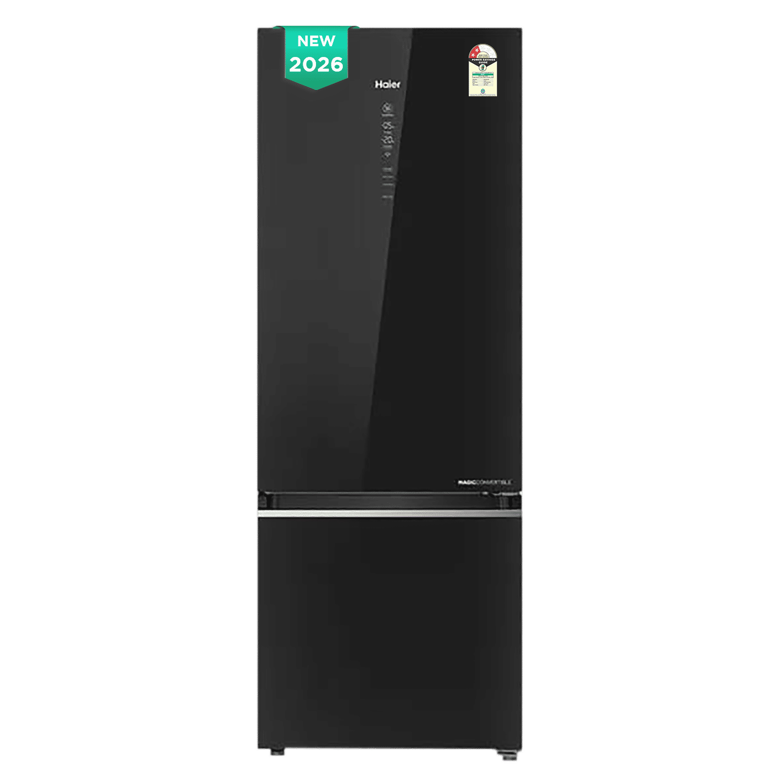 Haier 355 Litres 2 Star Frost Free Double Door Bottom Mount Convertible Refrigerator with Triple Inverter Technology (HRB-4052PKGA-P, Black Glass) (2026 Model) (2026 Model)
