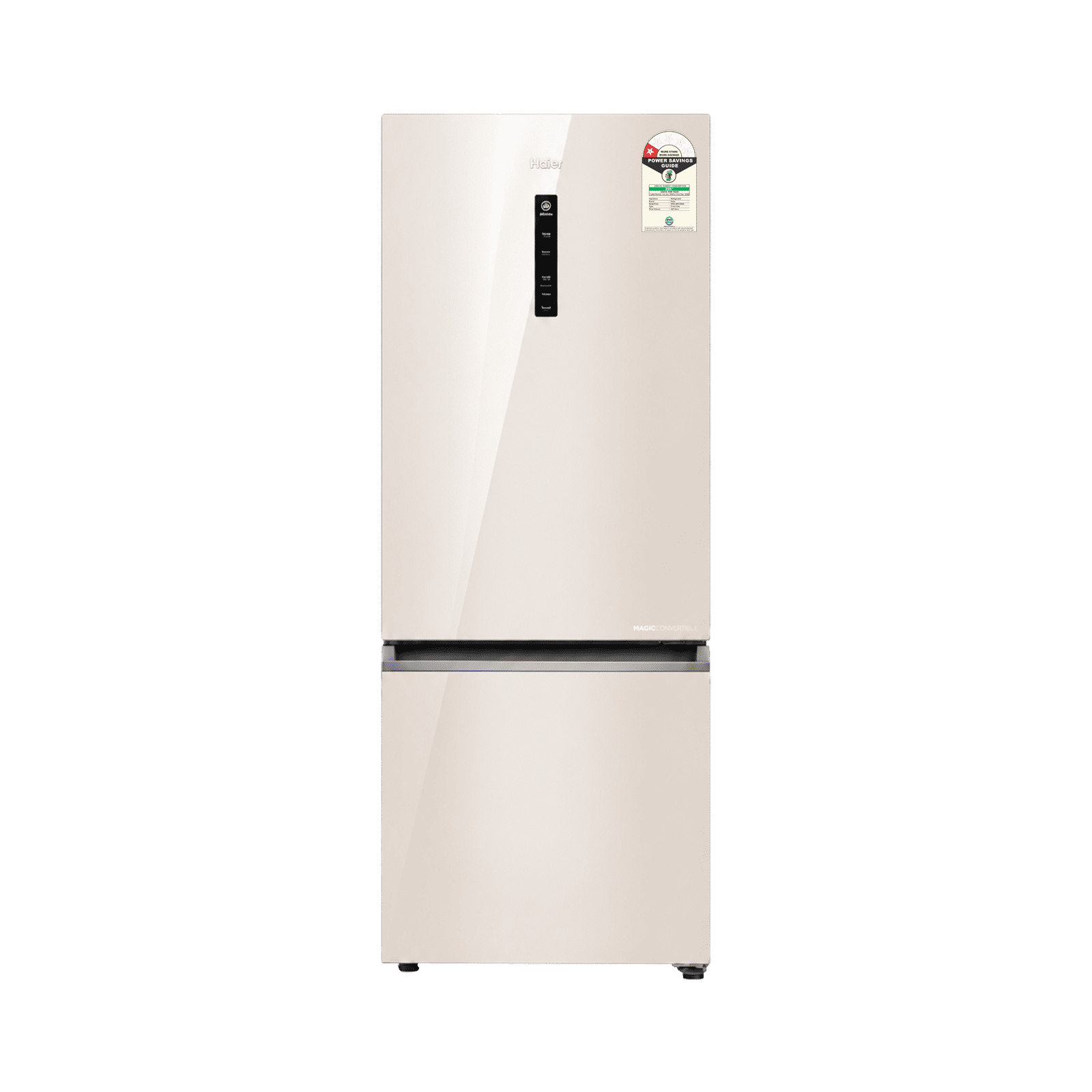 Haier 445 Litres 1 Star Frost Free Double Door Bottom Mount Convertible Refrigerator with Digital Display (HRB-4951PBGA-P, Beige Glass)
