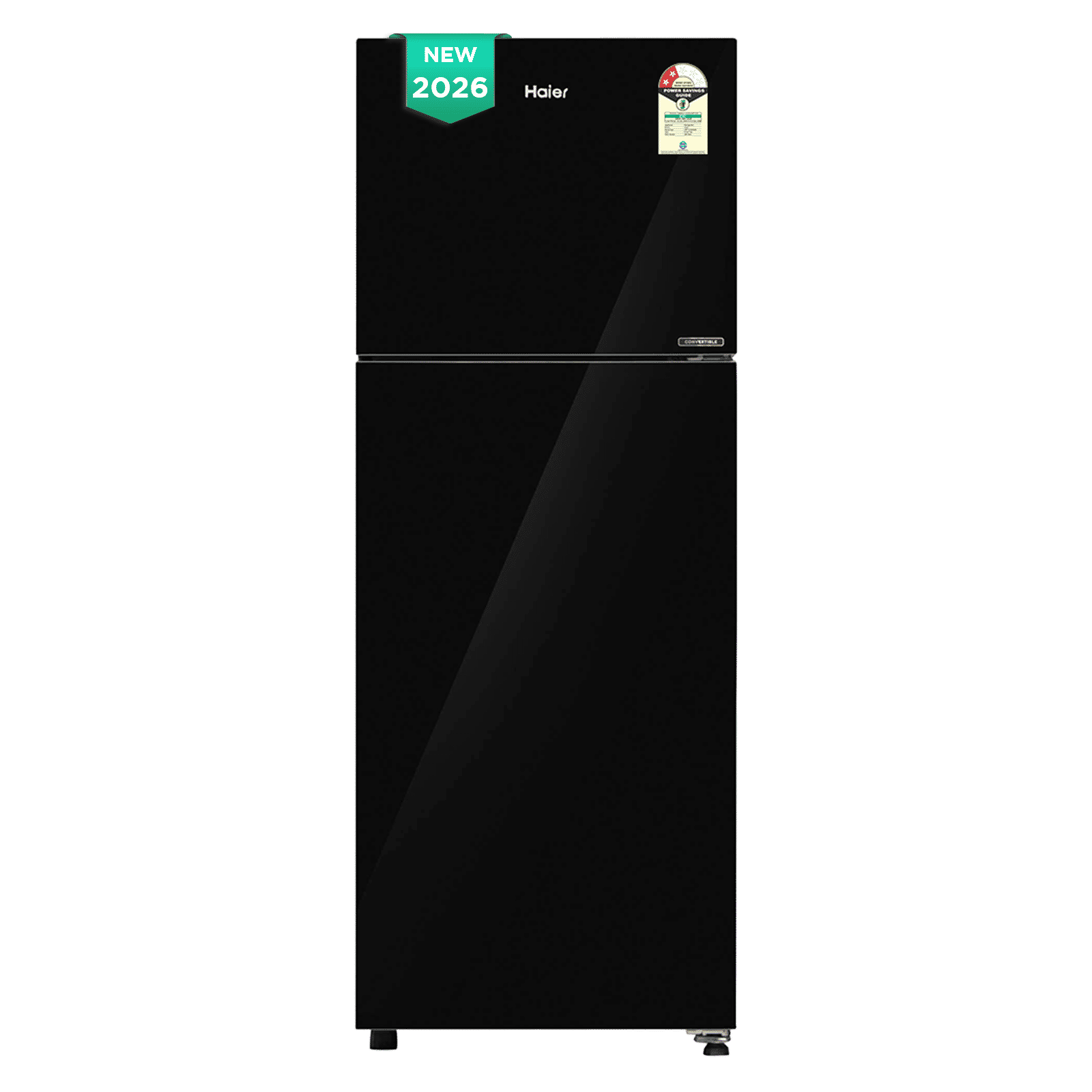 Haier 268 Litres 2 Star Frost Free Double Door Convertible Refrigerator with 200% Faster Ice Maker (HRF-3182PKGA-P, Black Glass) (2026 Model) (2026 Model)