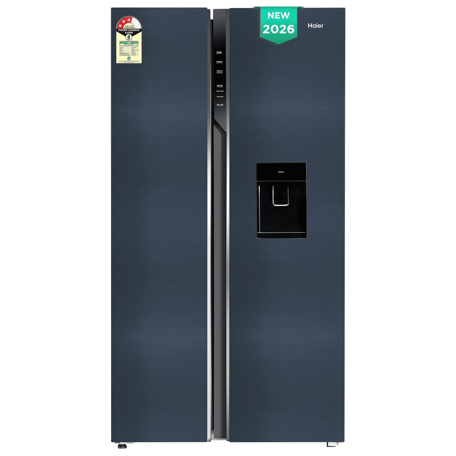 Haier 596 Litres 3 Star Frost Free Side by Side Refrigerator with Built-in Water Dispenser (HRS-682WUSU1, Ultramarine Steel) (2026 Model)