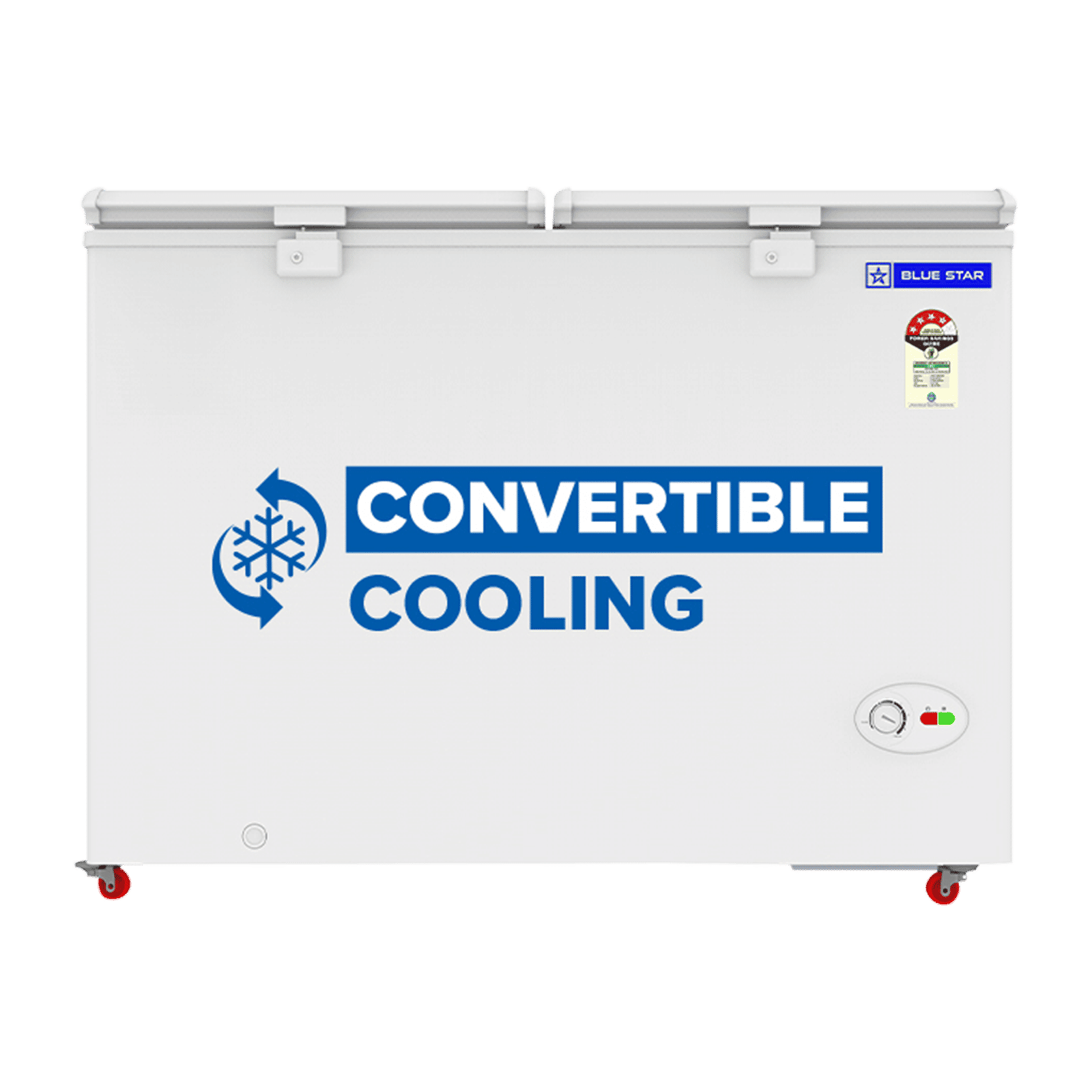 Blue Star N Series 300 Litres 4 Star Manual Defrost Double Door Convertible Deep Freezer with Quadracool Technology (HT4-N350, White)
