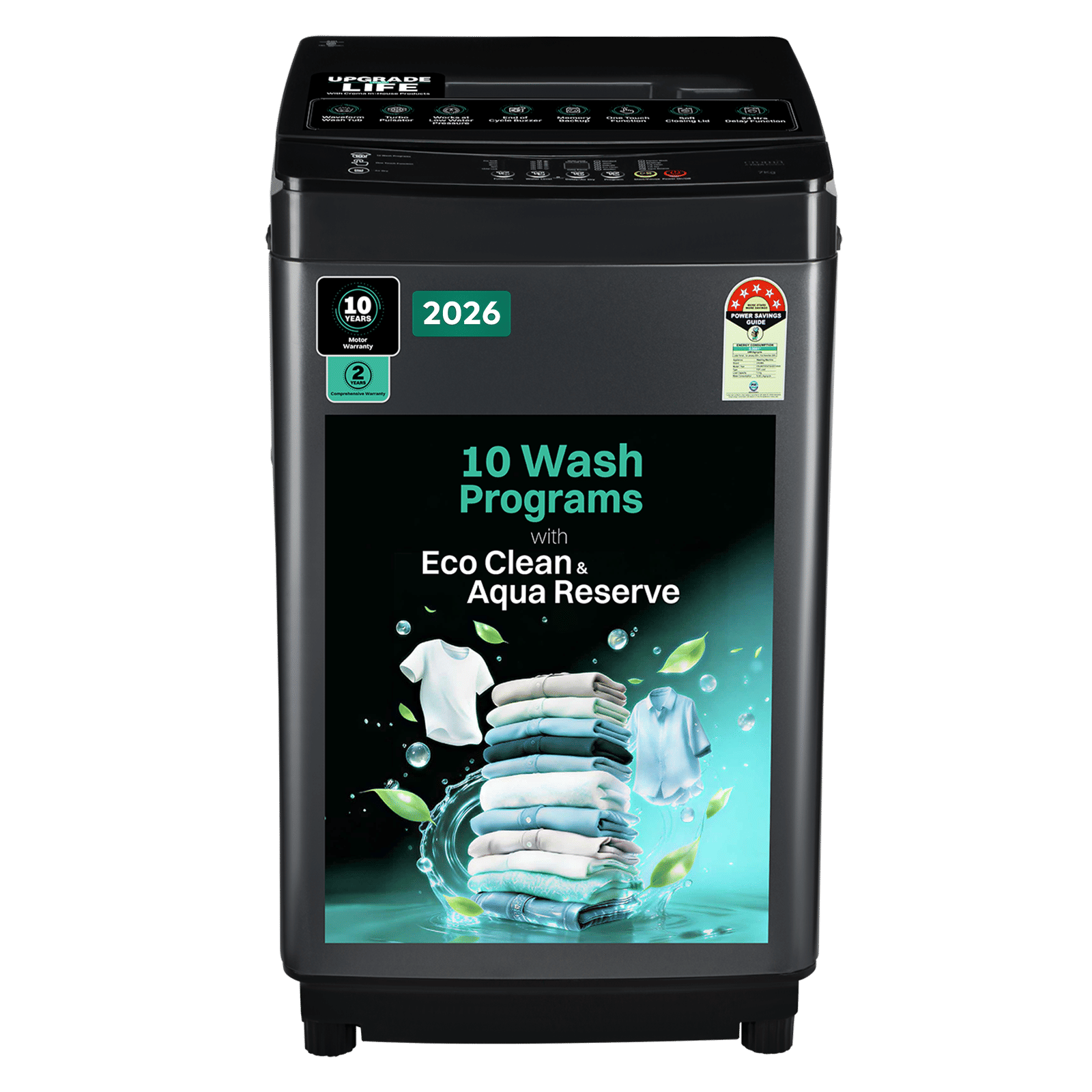 Croma 7 kg 5 Star Fully Automatic Top Load Washing Machine (Aqua Reserve, Dark Grey)