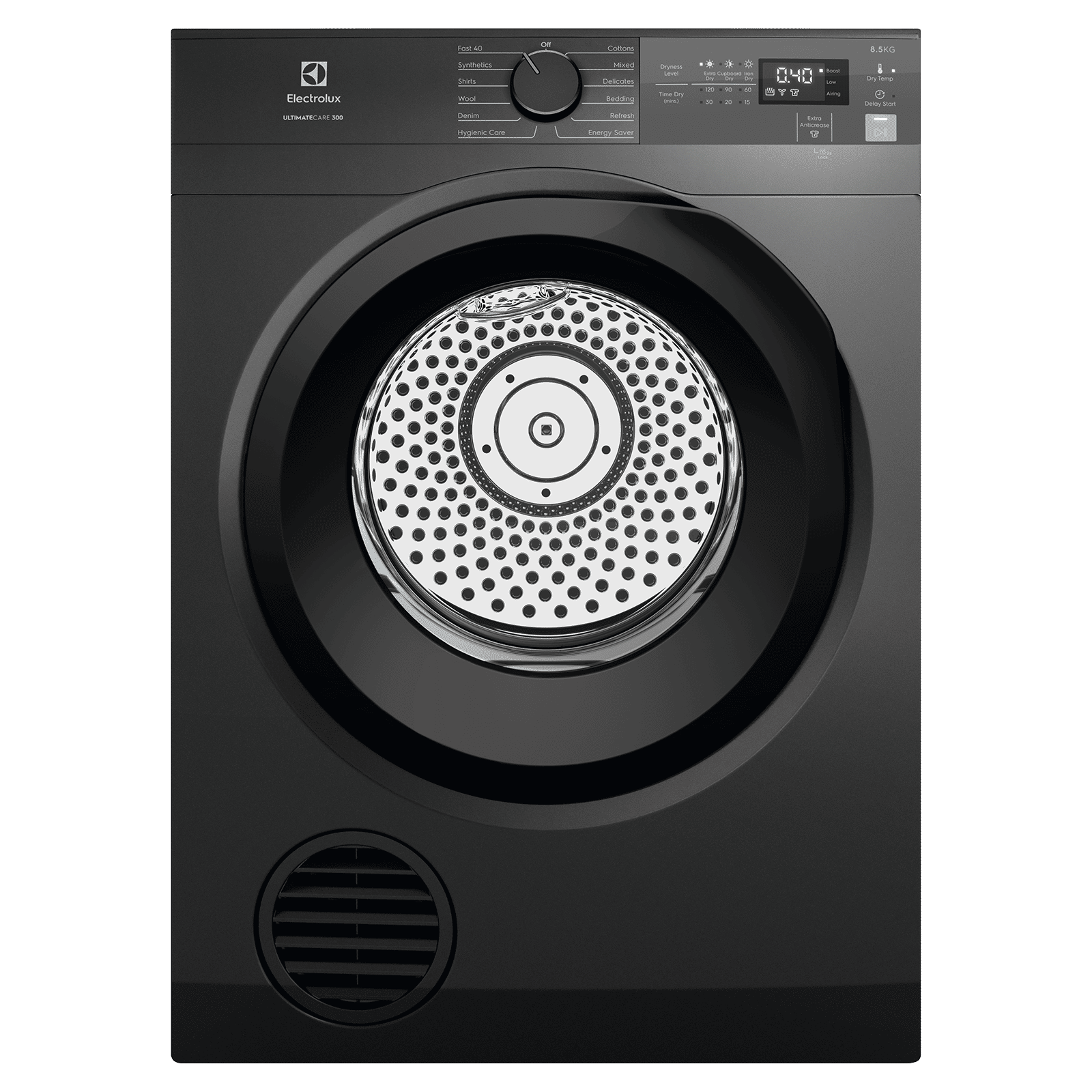 Elextrolux 8.5 kg Fully Automatic Front Load Dryer (UltimateCare 300, EDV854N3SB, Reverse Tumbling Technology, Dark Silver)