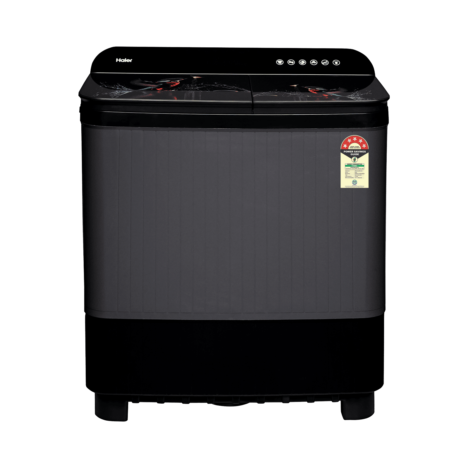 Haier 11 kg 5 Star Semi Automatic Washing Machine with Softfall Techonology (178, HTW110-178FLN, Black)