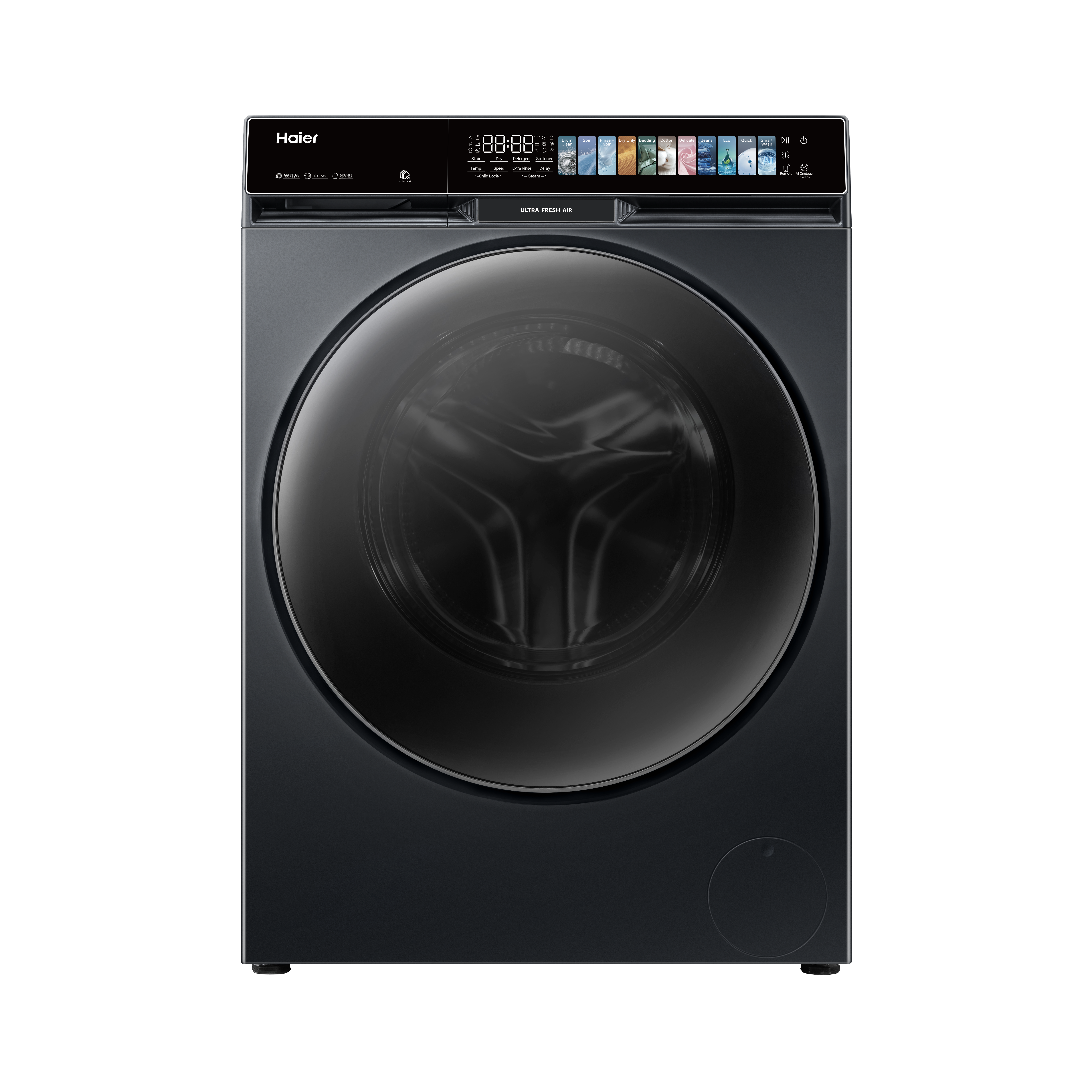 Haier 12/7 kg 5 Star Wi-Fi Inverter Fully Automatic Front Load Washer Dryer (F11, HWD120-DM14F11BKU1, Direct Motion Motor, Black)