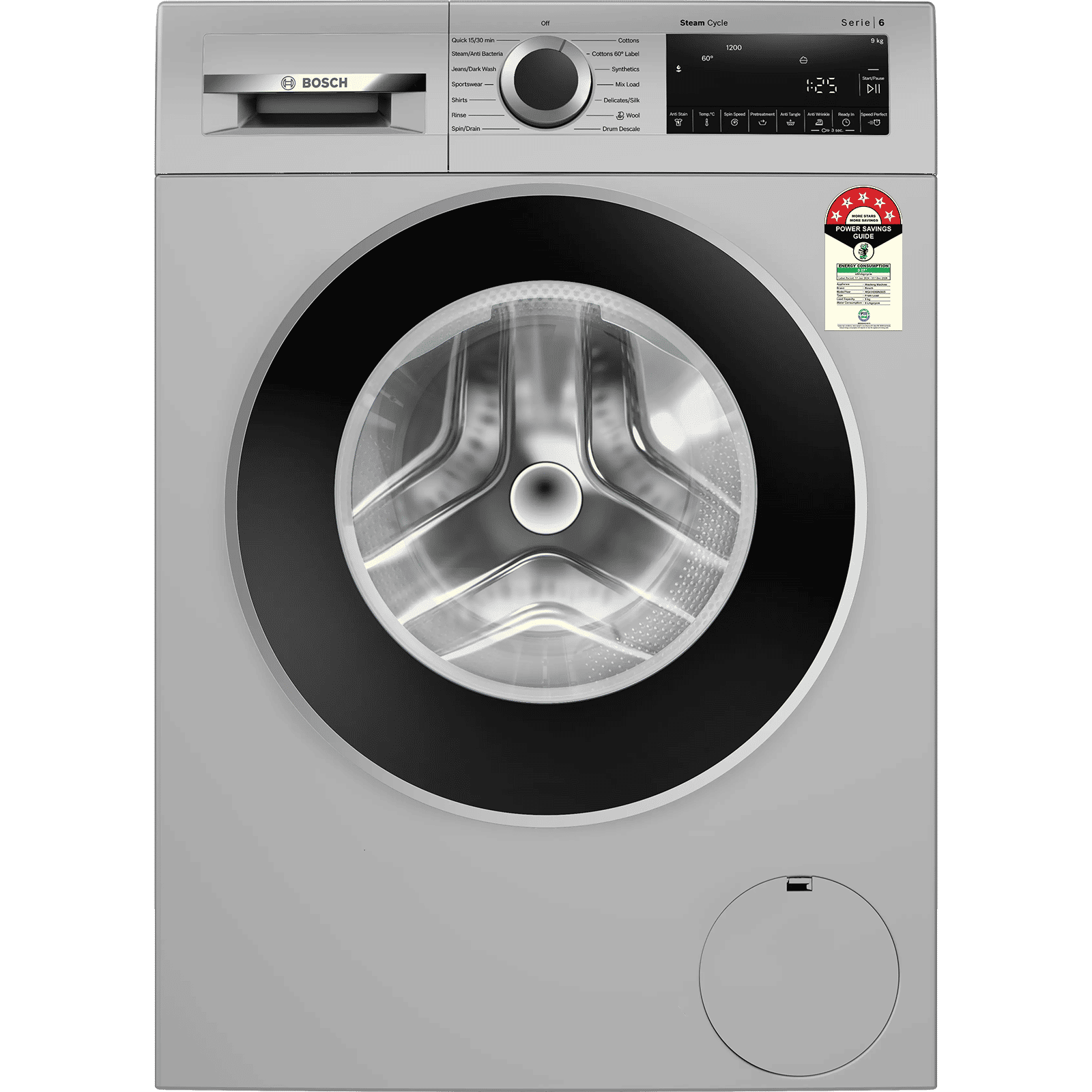 Bosch 9 kg 5 Star Fully Automatic Front Load Washing Machine (Series 6, WGA1420SIN, Eco Silence Drive, Graphite)