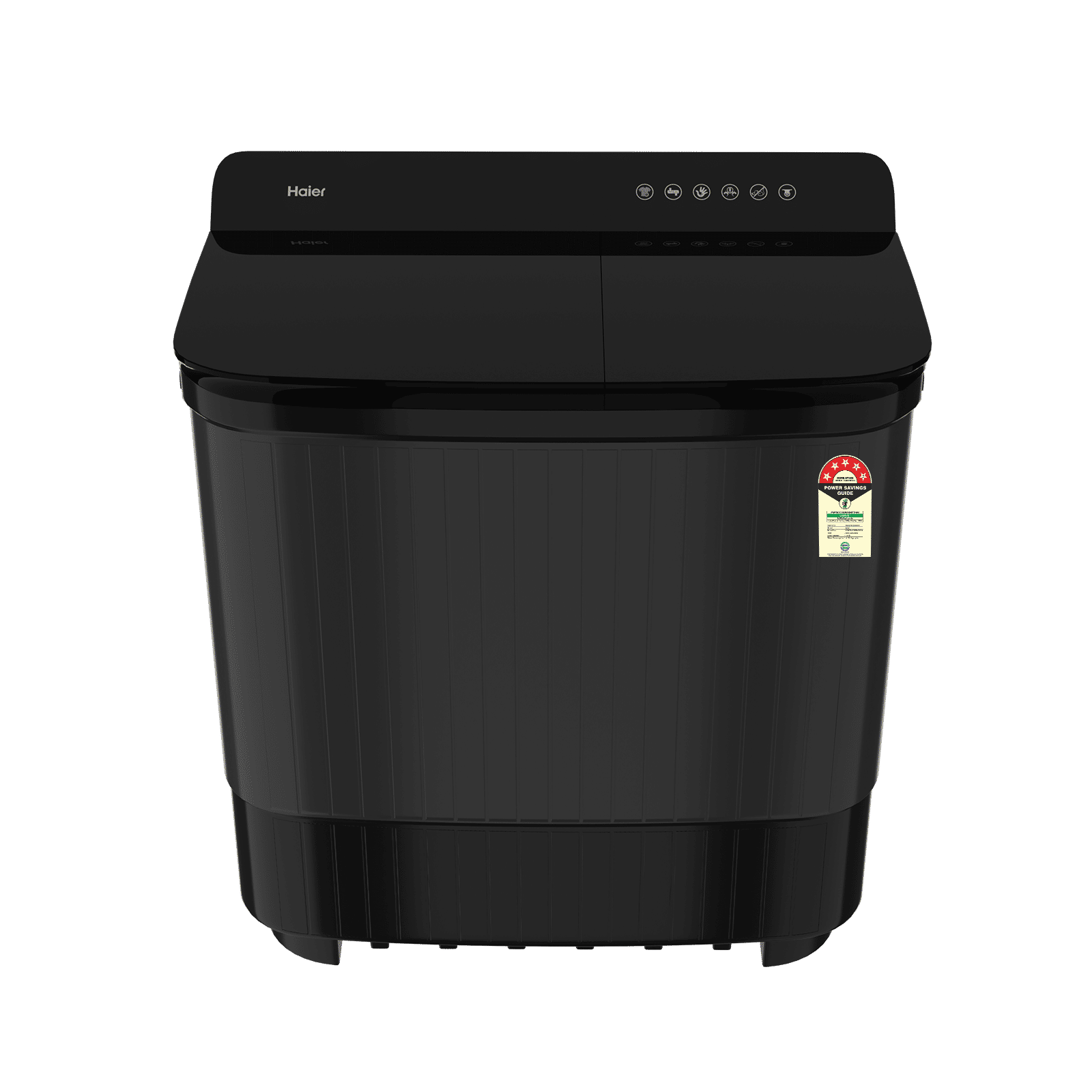 Haier 7.5 kg 5 star semi automatic washing machine with magic filter (htw75-178bbk, black)