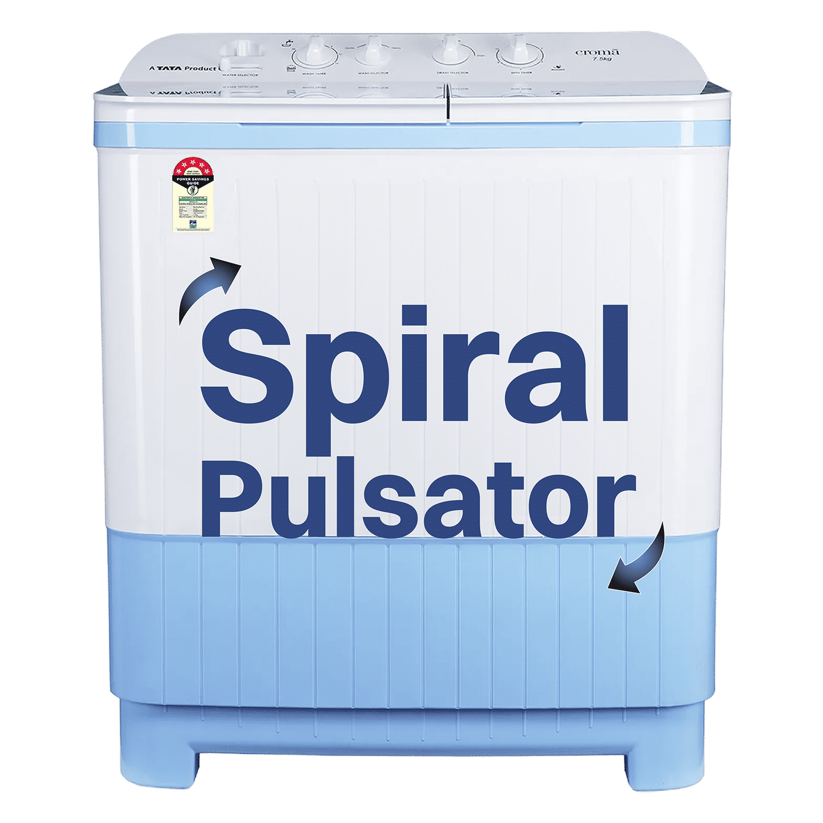 Croma 7.5 kg Semi Automatic Washing Machine with Auto Unbalancing Detection ( White)