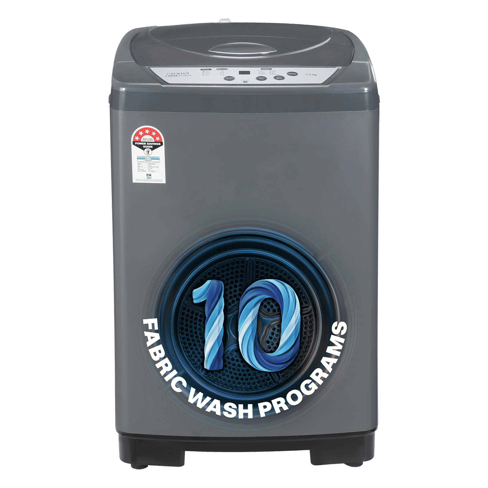 Croma 7.5 kg 5 Star Fully Automatic Top Load Washing Machine ( Fuzzy Control, Grey)