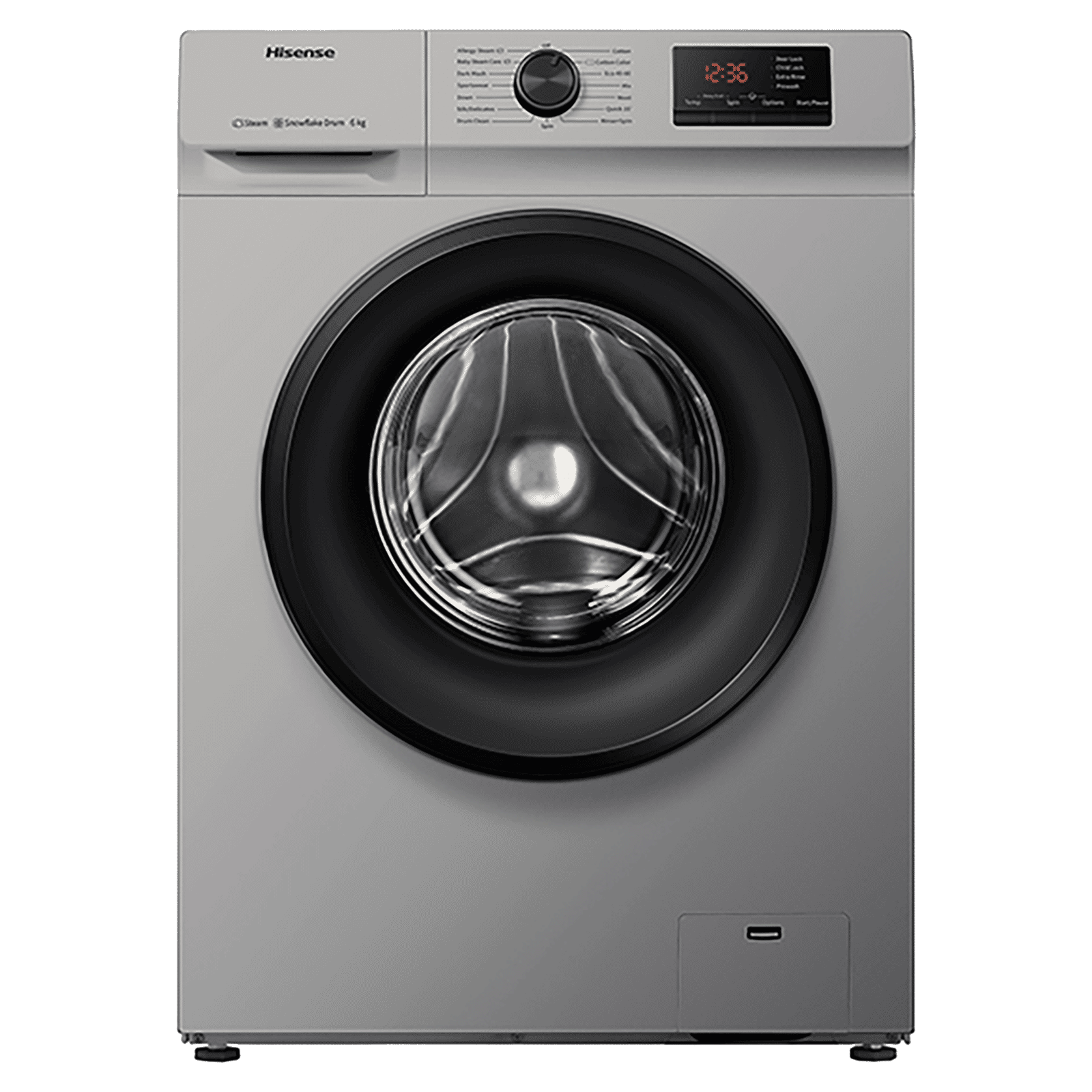 Hisense 6 kg Fully Automatic Front Load Washing Machine (Simple Life Series, WFVB6010MS, Built-in Heater, Silver)