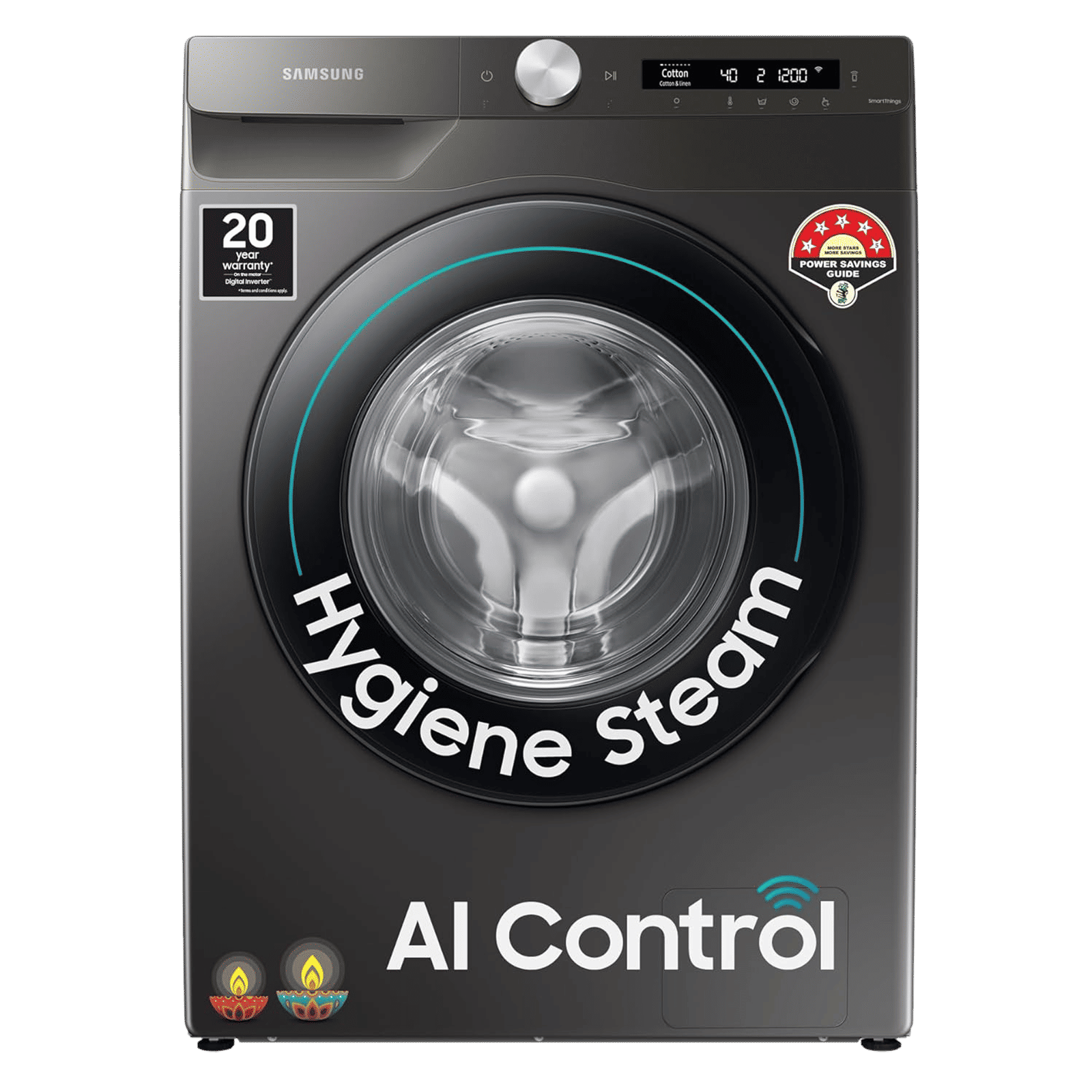 SAMSUNG 7 kg 5 Star Inverter Fully Automatic Front Load Washing Machine (WW70T502NAN/TL, AI Control Display, Inox)