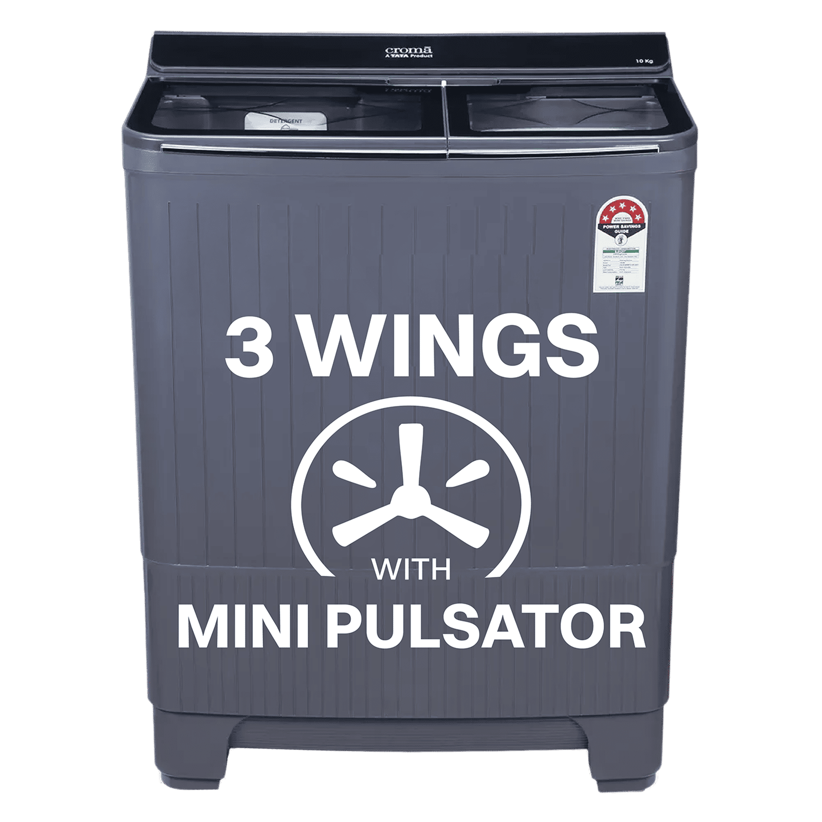 Croma 10 kg 5 Star Semi Automatic Washing Machine with Dual Waterfall Mechanism ( Dark Grey)