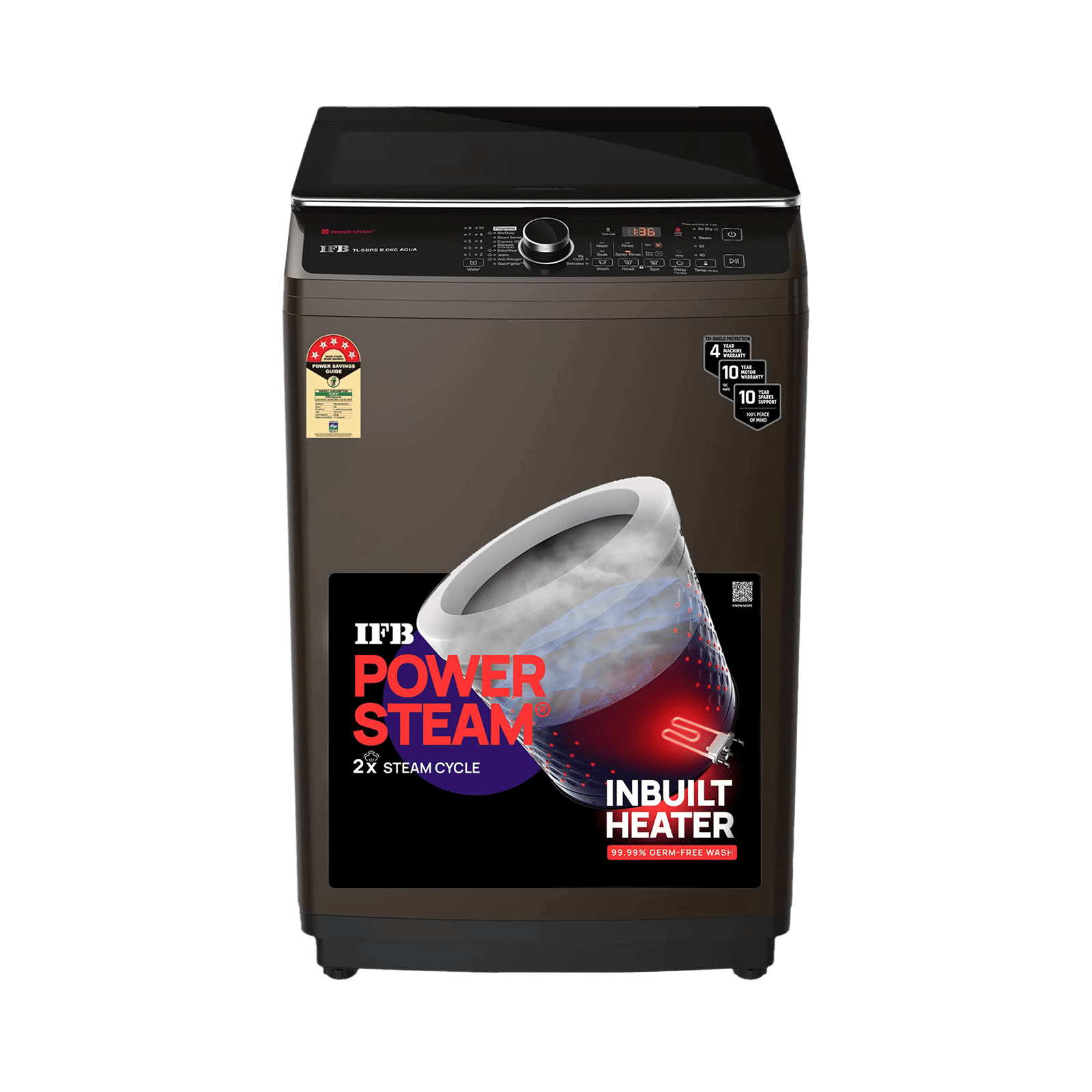 IFB 8 kg 5 Star Fully Automatic Top Load Washing Machine (Aqua, TL - SBRS, In-built Heater, Brown)