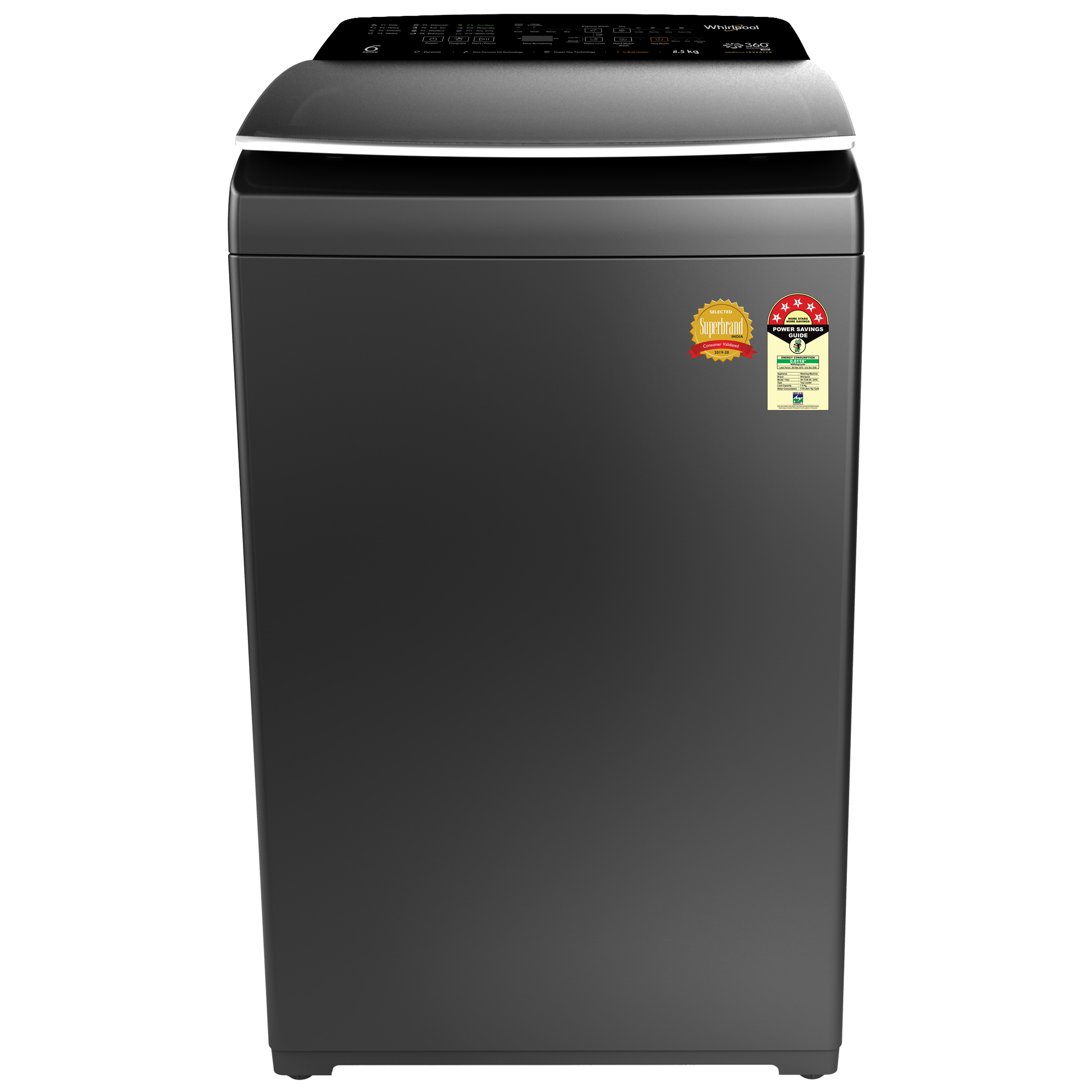 Whirlpool 8.5 kg 5 Star Fully Automatic Top Load Washing Machine (360 BW PRO INV H 8.5, In-Built Heater, Graphite)