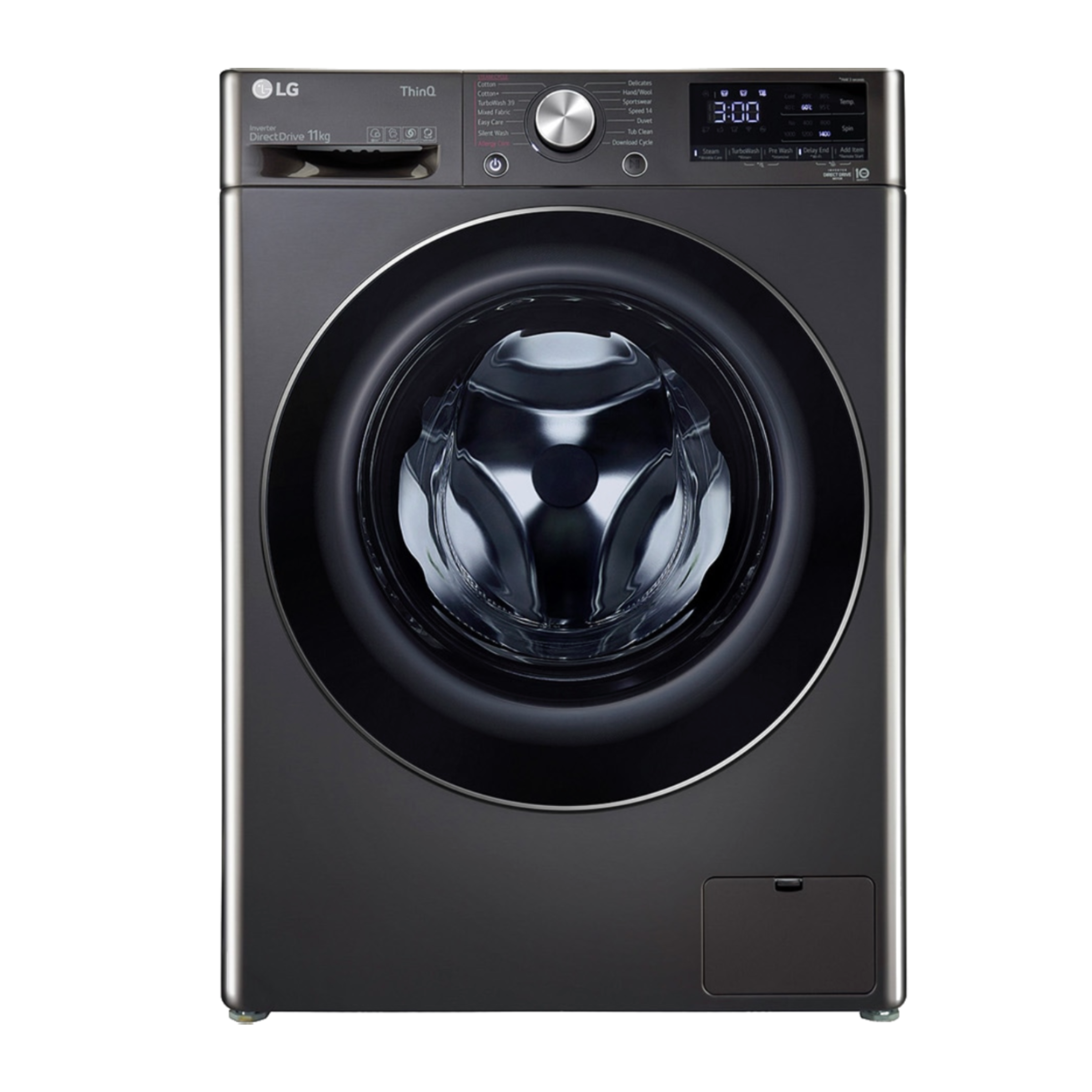 LG 11 kg 5 Star Inverter Fully Automatic Front Load Washing Machine (FHP1411Z9B.ABLQEIL, Steam Wash Technology, Black)