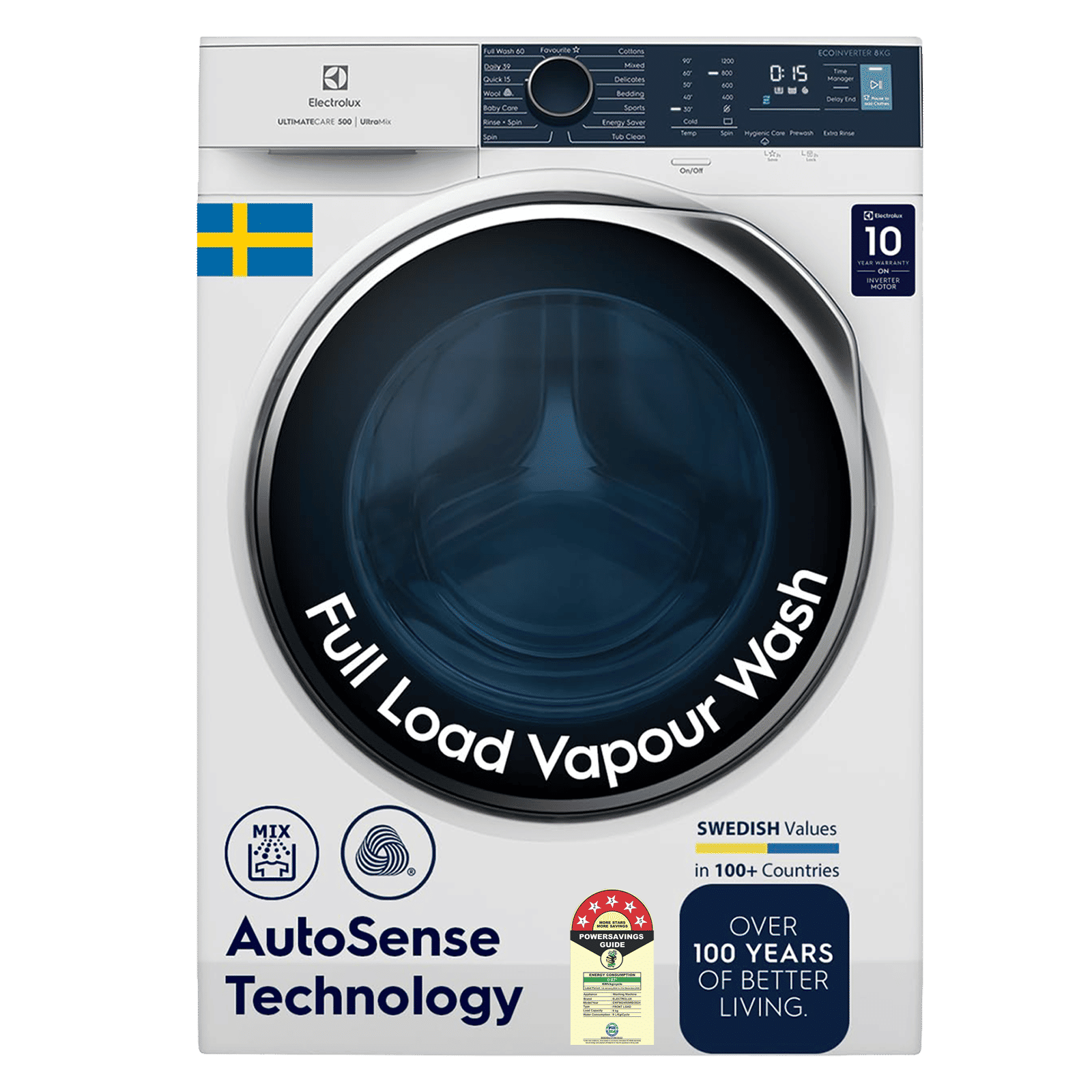 Electrolux 9 Kg 5 Star Fully Automatic Front Load Washing Machine (UltimateCare 500, EWF9024R5WB, UltraMix Technology, White)