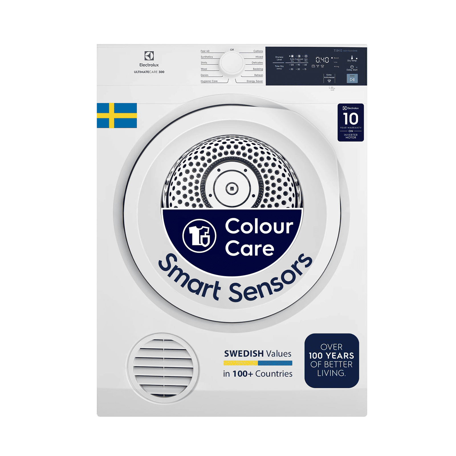 Electrolux 8.5 Kg Fully Automatic Front Load Dryer (UltimateCare 300, EDV854J3WB, ReverseTumbling, White)