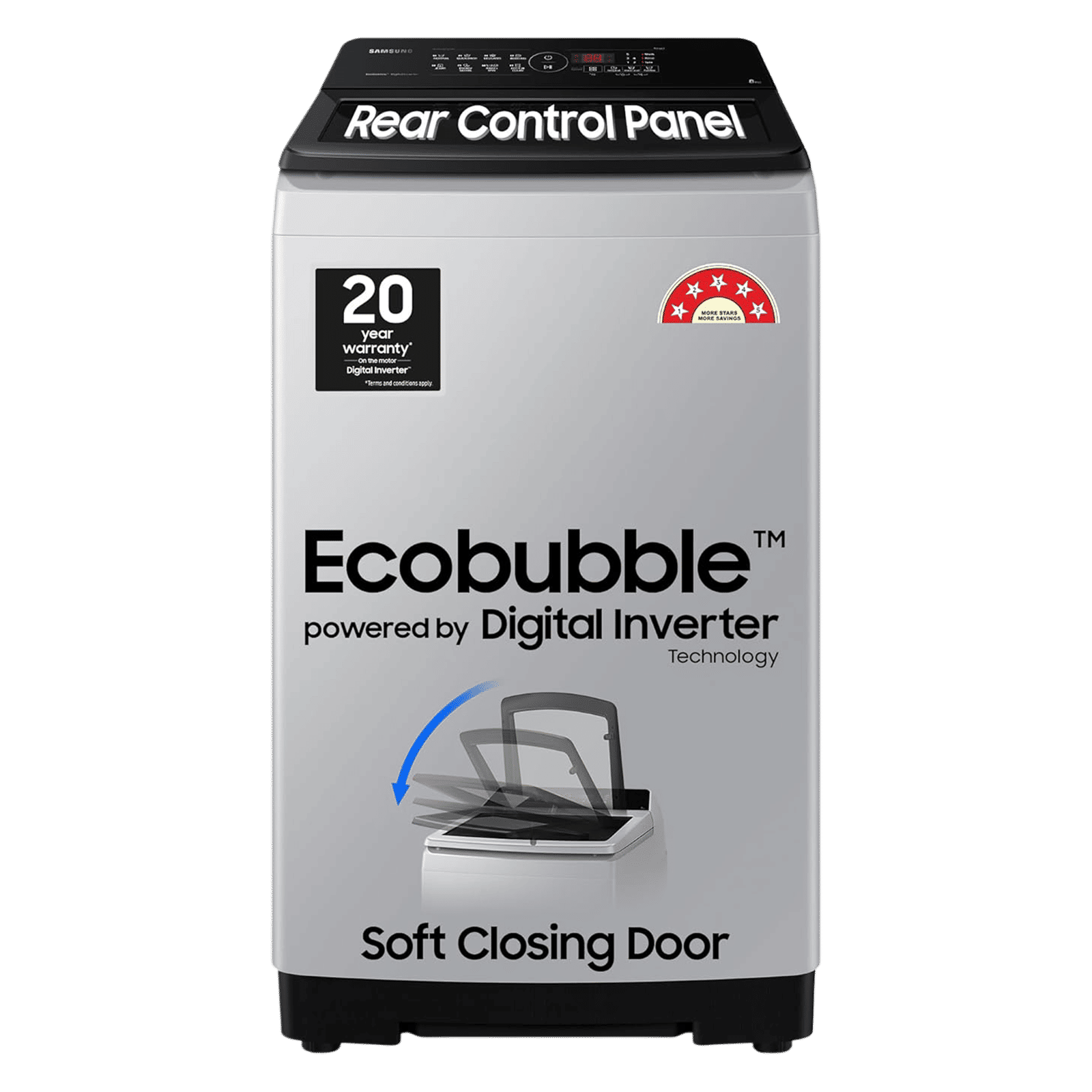 SAMSUNG 8 Kg 5 Star Inverter Fully Automatic Top Load Washing Machine (WA80BG4441BGTL, Diamond Drum, Light Grey)