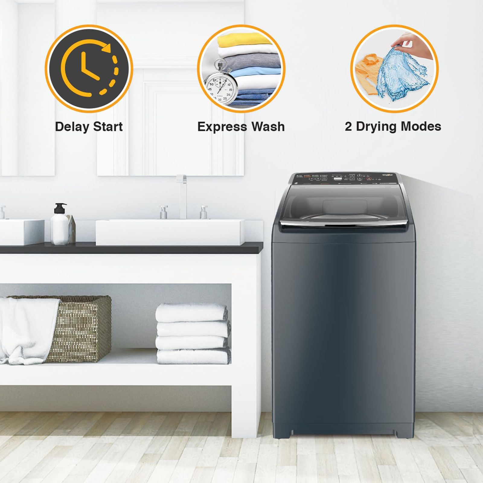 Whirlpool SW PRO Plus H 7.0 KG Midnight Grey 10YMW-DD & Dist