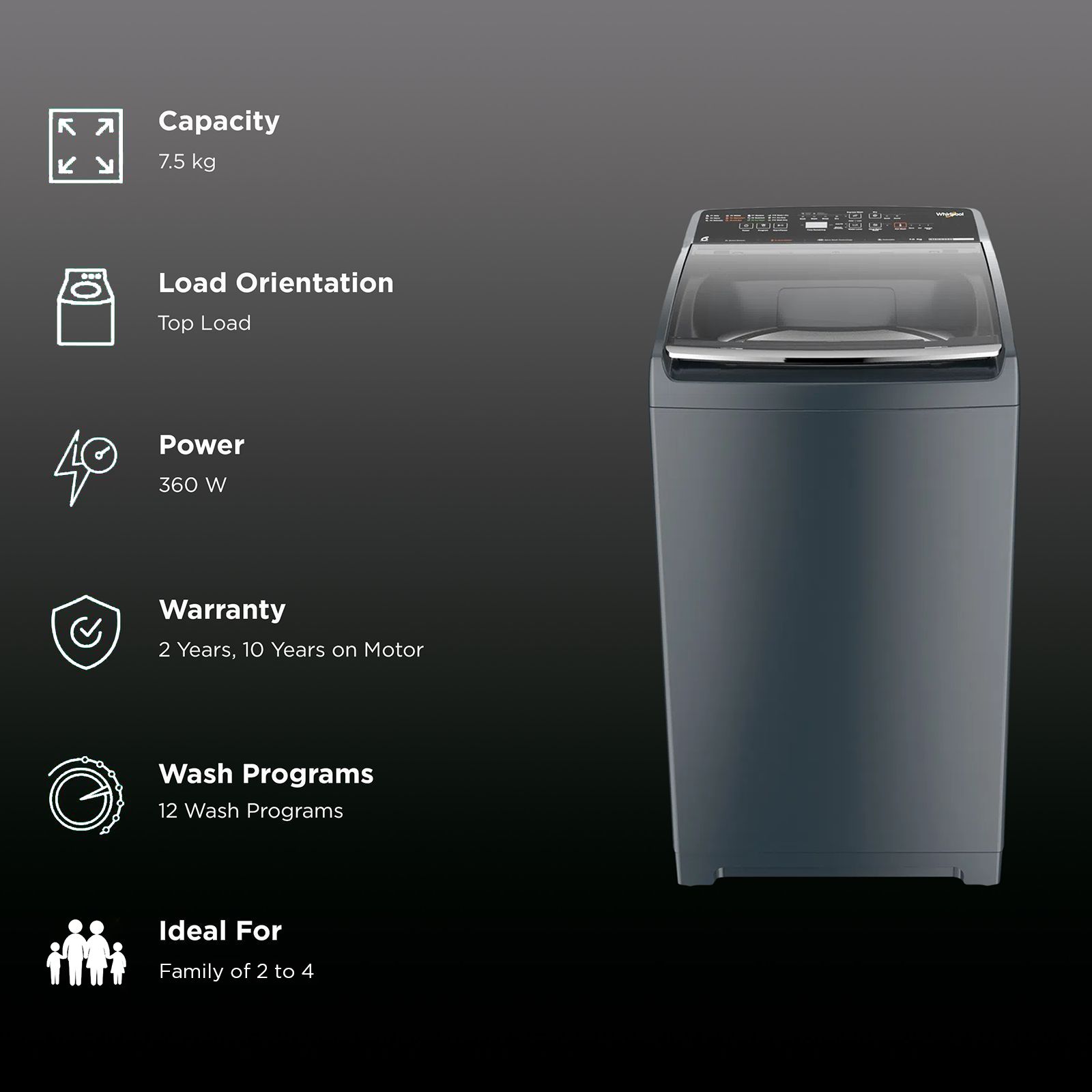 Whirlpool SW PRO Plus H 7.5 KG Midnight Grey 10YMW