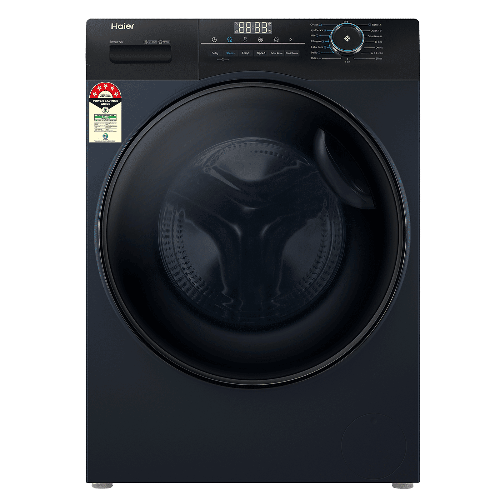 Haier 8 kg 5 Star Inverter Fully Automatic Front Load Washing Machine (HW80-IM12929CBK, Anti Bacterial Technology, Black)